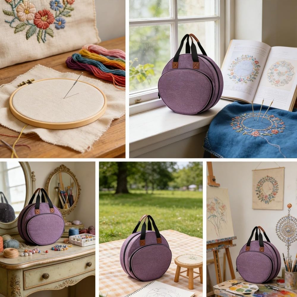 Stickerei Projekt Tasche für Handarbeiten Aufbewahrungstasche für Stickutensilien Tragetasche mit Taschen Reißverschlusstasche aus Robustem Oxford