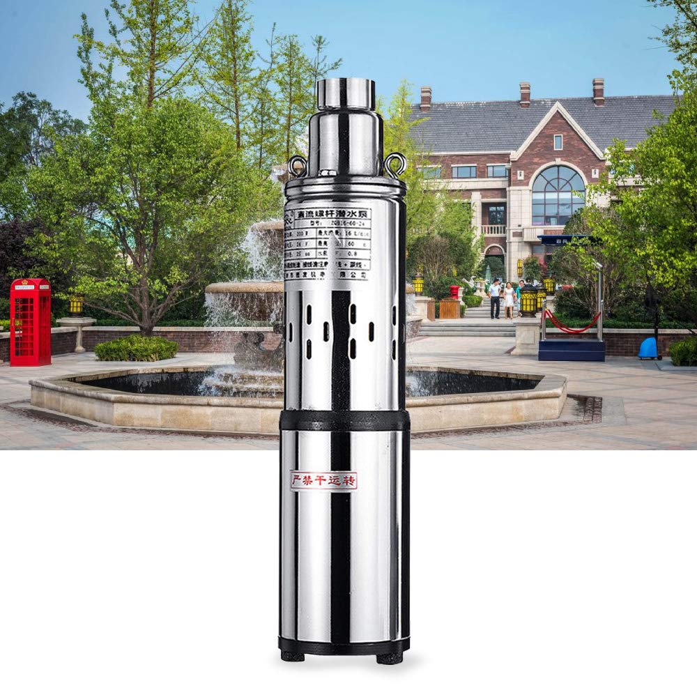 Pompa solare per fontane profonde, 24 V, 200 W, pompa sommergibile, alimentazione solare, alloggiamento in acciaio inox, pompa da giardino, pompa da giardino