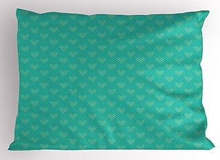 Ambesonne Girlish Pillow Sham Set of 2, Heart Shapes Over Parallel Stripes Valentines Mothers Day Celebration, Quality Microfiber Bedding Item for All Seasons, 30