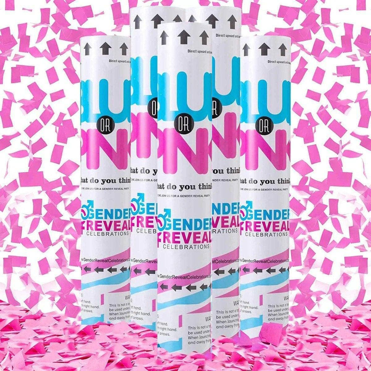 Sponsored Ad – MARKQ [5 Pack] Pink Gender Reveal Confetti Cannon [30 cm] - Baby Girl Confetti Party Popper for Pregnancy Announcements & Gender Reveal Parties