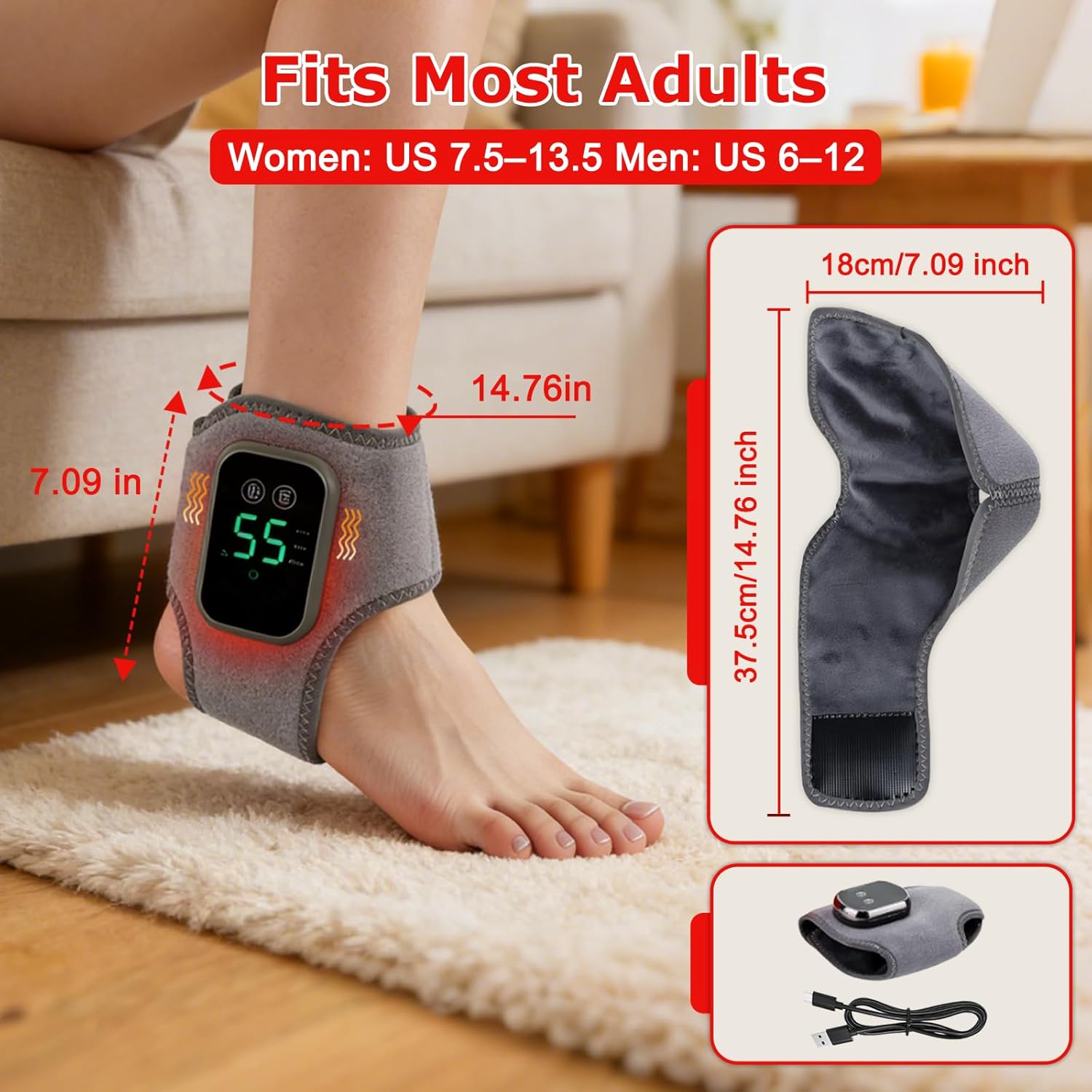 2 -Pack 2026 Upgraded 3-in-1 Foot and Ankle Massager - 3 Vibration Modes and 5 Heating Levels, Suitable for Relieving Daily Foot Fatigue, Wireless and Portable. - Image 7