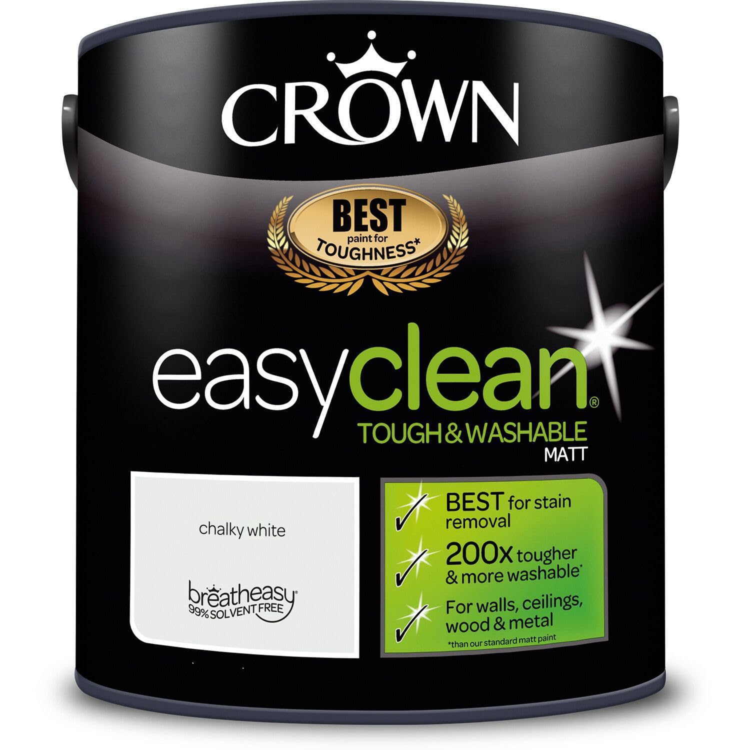 Wallpaper Empire Chalk White Crown Easyclean Matt Emulsion Paint Chalky White 5L – Washable & Wipeable Interior Wall Paint