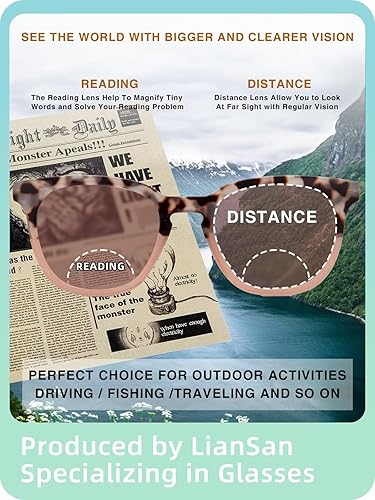 Miniatura 5 de LianSan Gafas de sol invisibles bifocales para mujer, protección UV retro, con bisagra de resorte, para exteriores, moda, 12031 TTPK 1.50