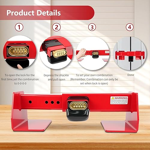 Miniatura 6 de Cerradura de carga resistente, cerraduras de contenedores con código de 4 dígitos, cerradura de contenedor de envío combinada para puerta de