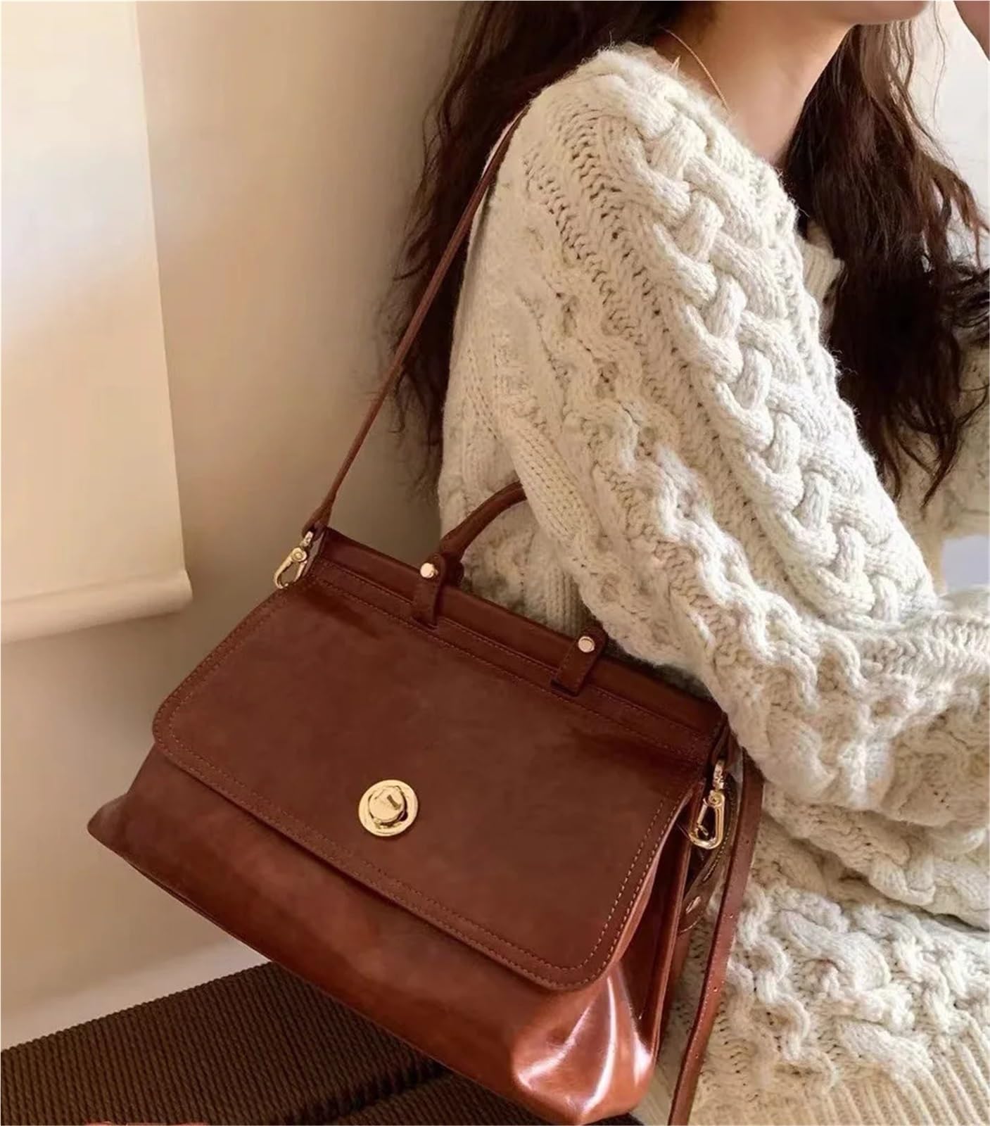 Bolso de mujer Bolsos mensajero for hombro cuero retro