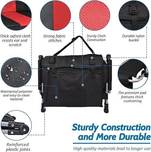 Miniatura 5 de Asientos portátiles para estadio con respaldo y reposabrazos, sillas plegables con respaldo y cojín grueso, silla deportiva acolchada ancha con