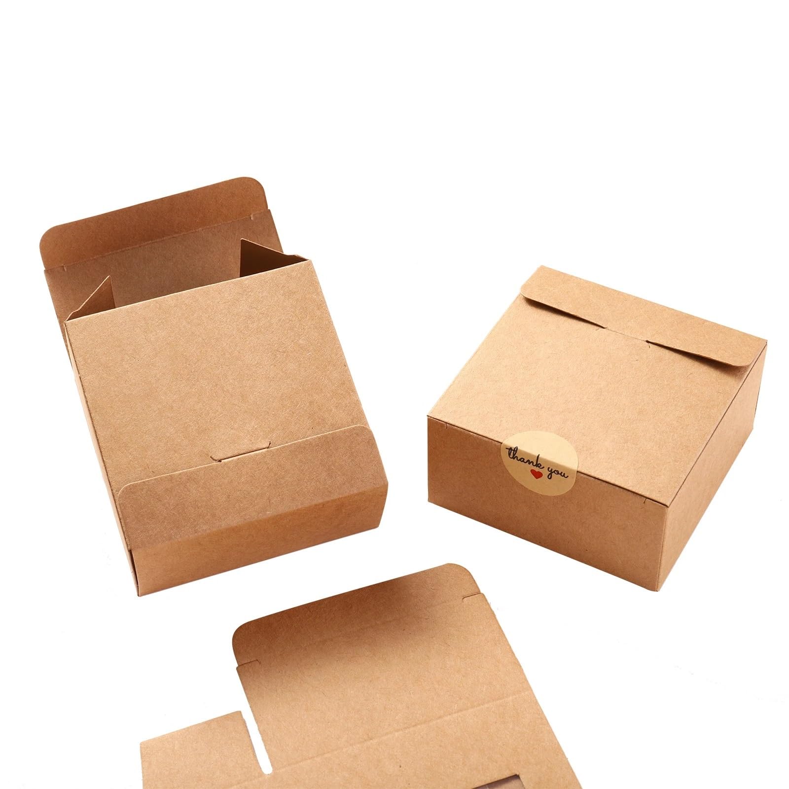 Scatole regalo Kraft Scatole quadrate di carta Kraft da 30 pezzi/set Scatole regalo da viaggio in carta Bomboniere for matrimoni, compleanni, Natale, con adesivi di ringraziamento
