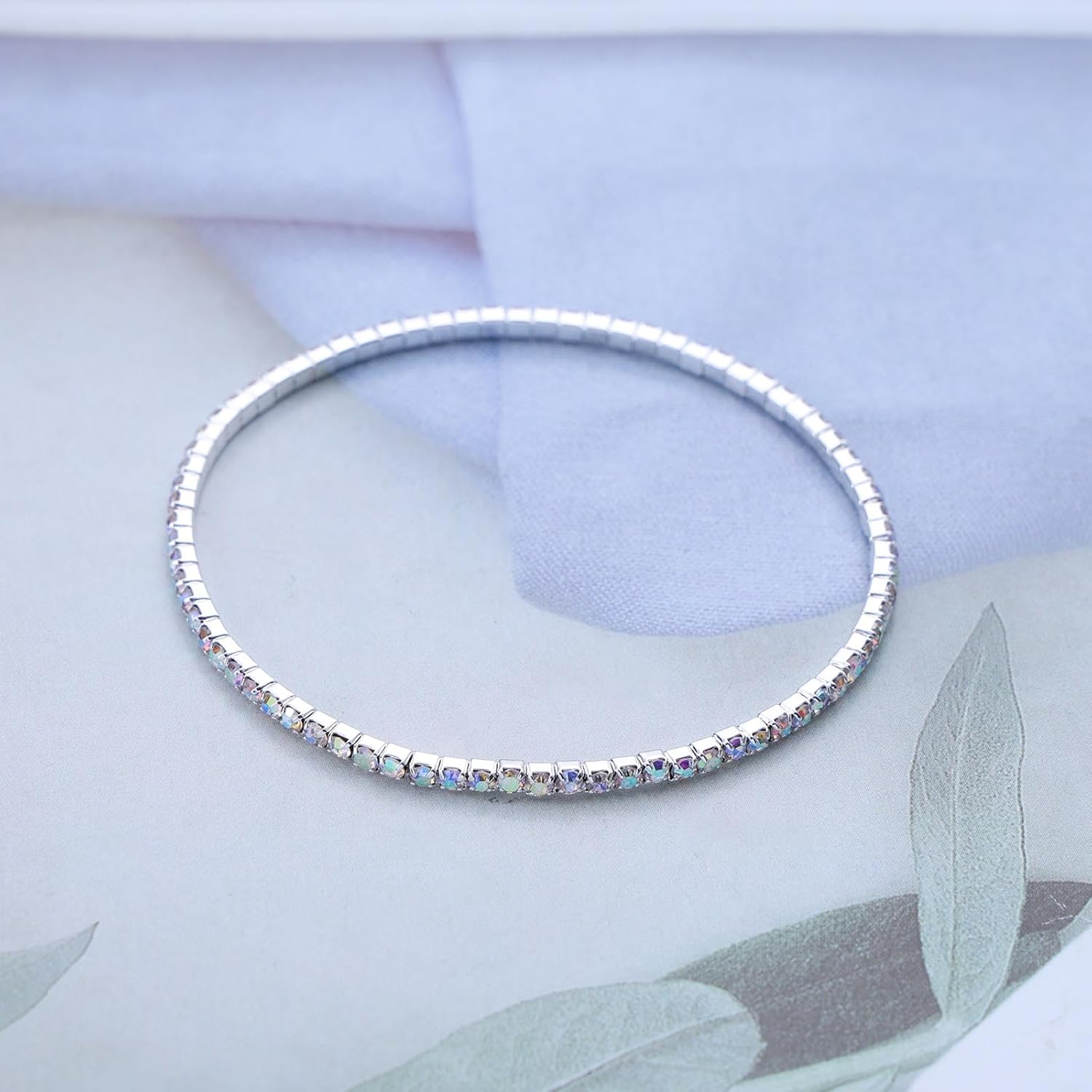 Sparkling Adjustable Tennis Bracelet Chain Gold Cz Crystal Stretch Bracelet Tiny Colorful Rhinestone Bracelets Hand Chain Bling Crystal Chain Bracelet Jewelry For Women - Image 3