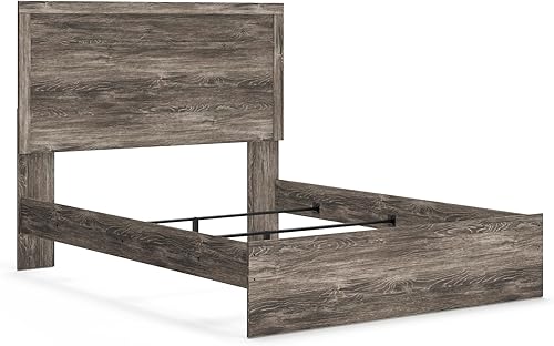 Signature Design by Ashley Ralinksi - Cama de panel vintage tamaño Queen con listones de metal, base o somier, color gris Gris,Negro