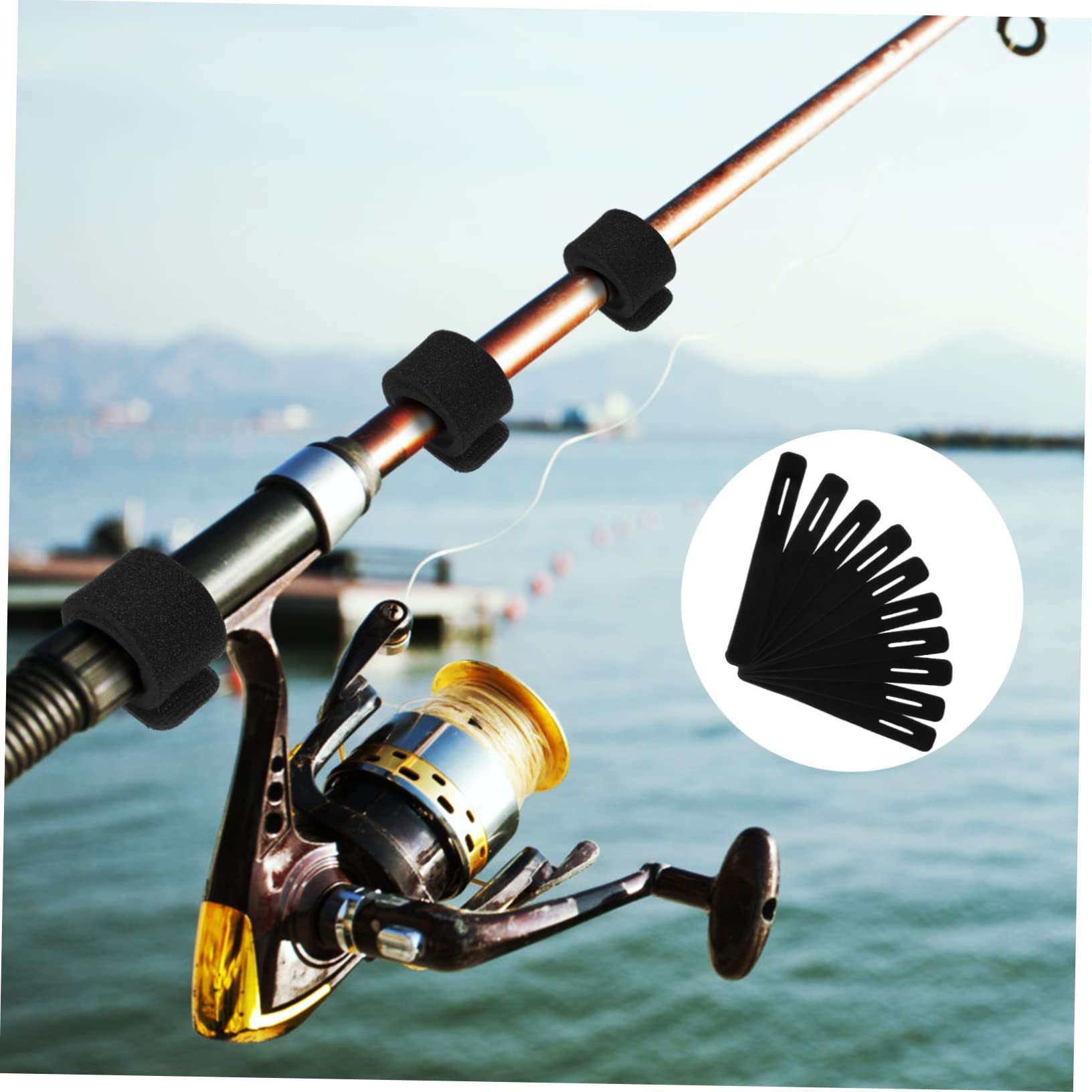 BESPORTBLE Elastic Fishing Ties Fishing Pole Belt 10pcs Rod Straps Neoprene Fishing Rod Holder Strong Adhesive