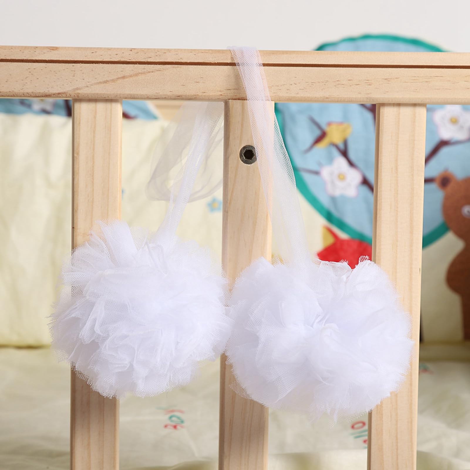 Sunicon Baby Bed Net,Tent Net Hanging Flower Ball Crib Accessories Wall Pendant Decor (White)