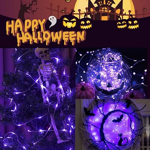 Miniatura 8 de Paquete de 4 luces solares rojas, cada cadena de 100 luces LED solares de 33 pies para exteriores, impermeable, 8 modos de luces solares de alambre