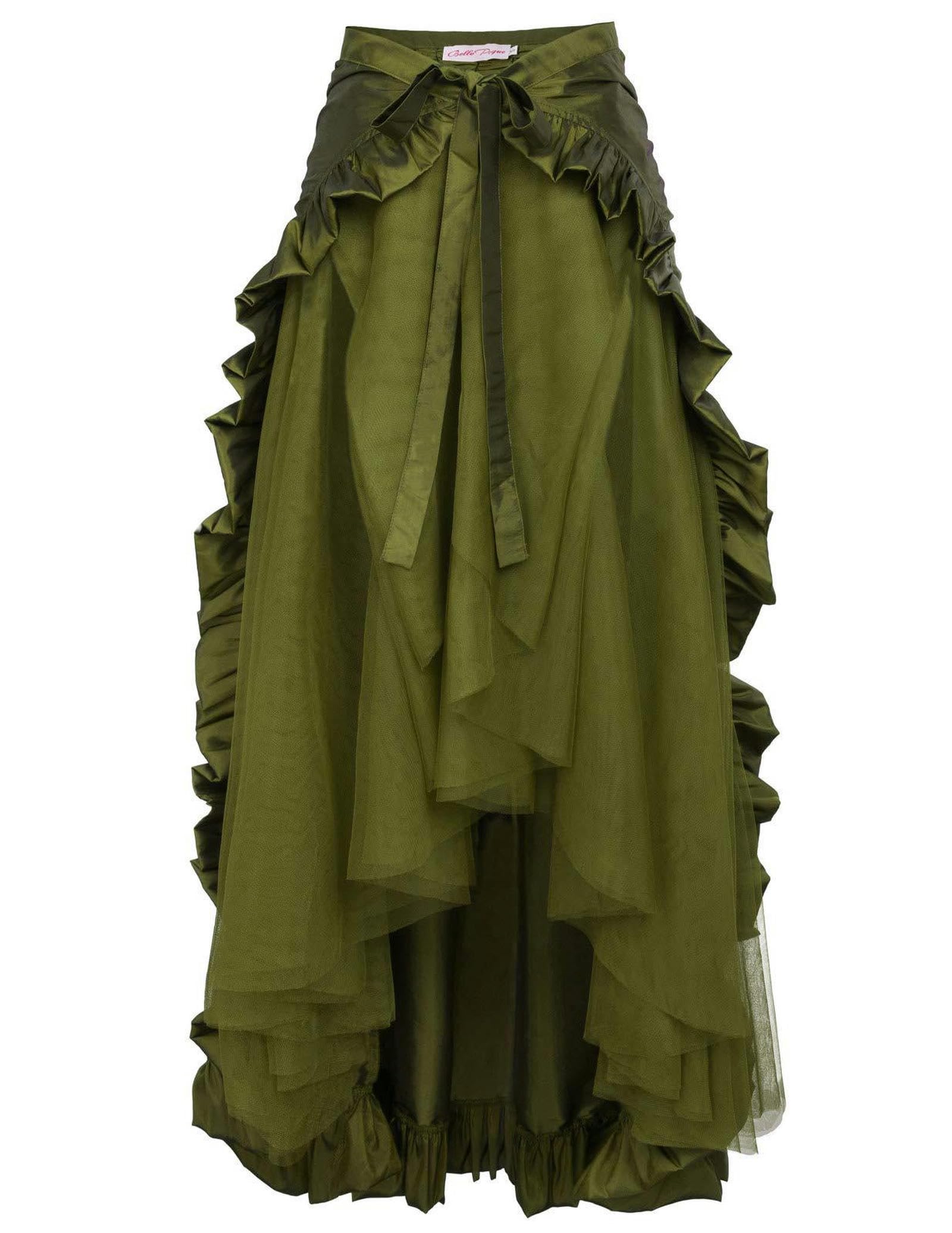 Wszjln Women's Pirate Skirt Green Plus Size Steampunk Gothic Wrap Dress Era Ruffled Pirate Skirt-3Xl