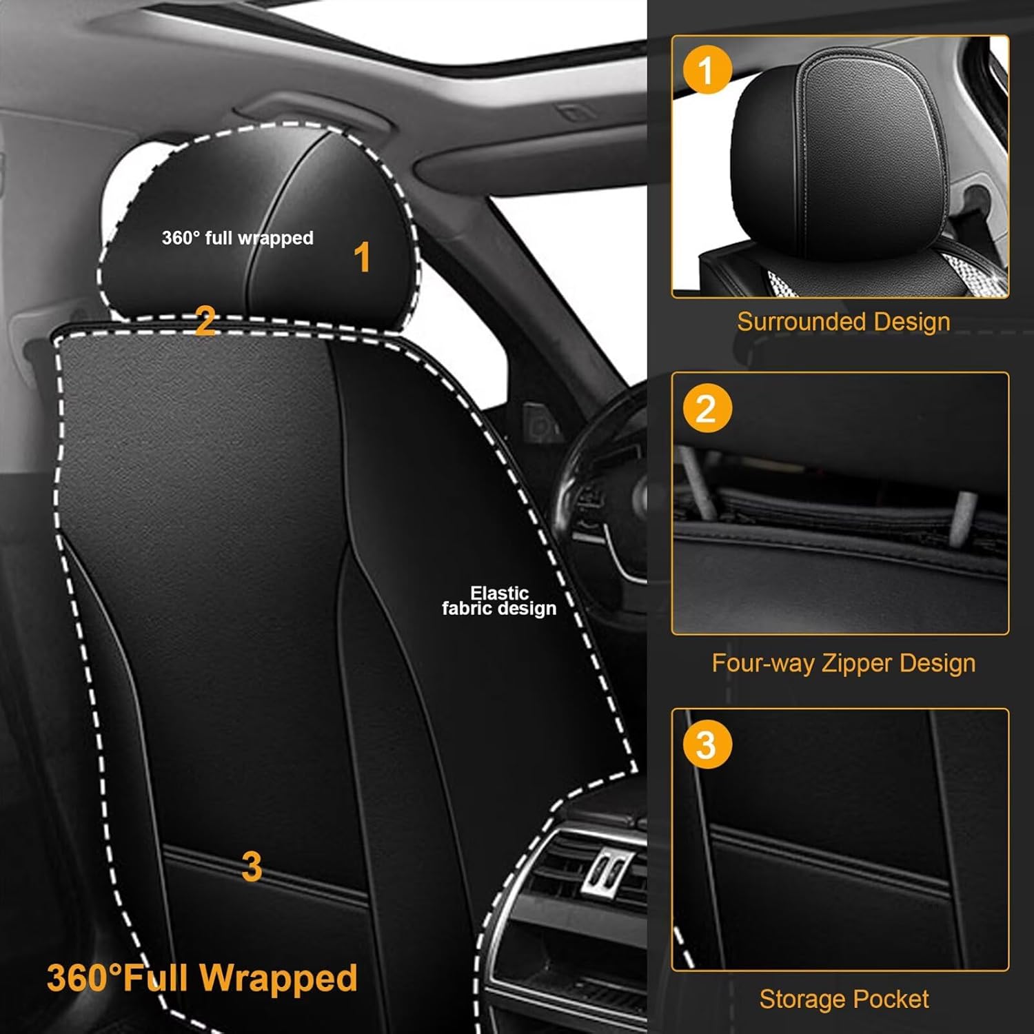 Diamond Car Seat Cover Full Set Fit for Toyota Tacoma 2016-2023 Bling Women Auto Interior Covers Black Vehicle Seat Protector