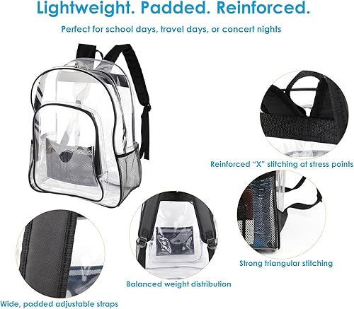 Miniatura 4 de Mochila transparente resistente transparente de PVC transparente Plstic transparente, Negro