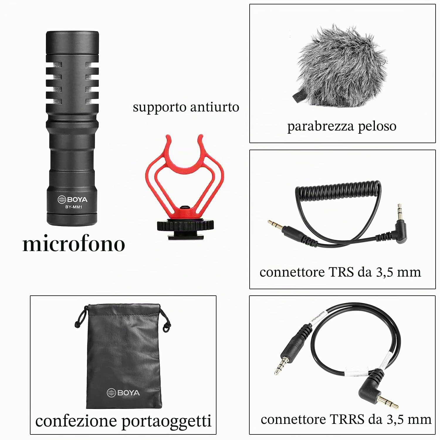 BOYA Compact On Camera Shotgun Video Microphone Youtube Vlogging Facebook Livestream Recording Compatibile con Mic iPhone HuaWei Smartphone DJI Osmo Mobile Plus, per Canon Nikon Sony DSLR Telecamere