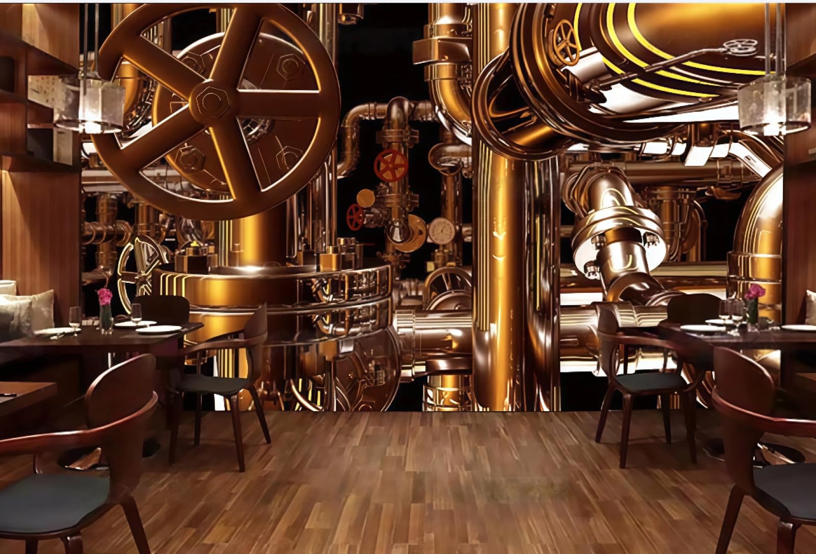 rskjdghshd Wallpaper Nostalgic Three-Dimensional Mechanical Gear Music Theme Bar Western Restaurant Background Wall Mural Afternoon Tea Coffee Shop Wallpaper,3D,400x280cm