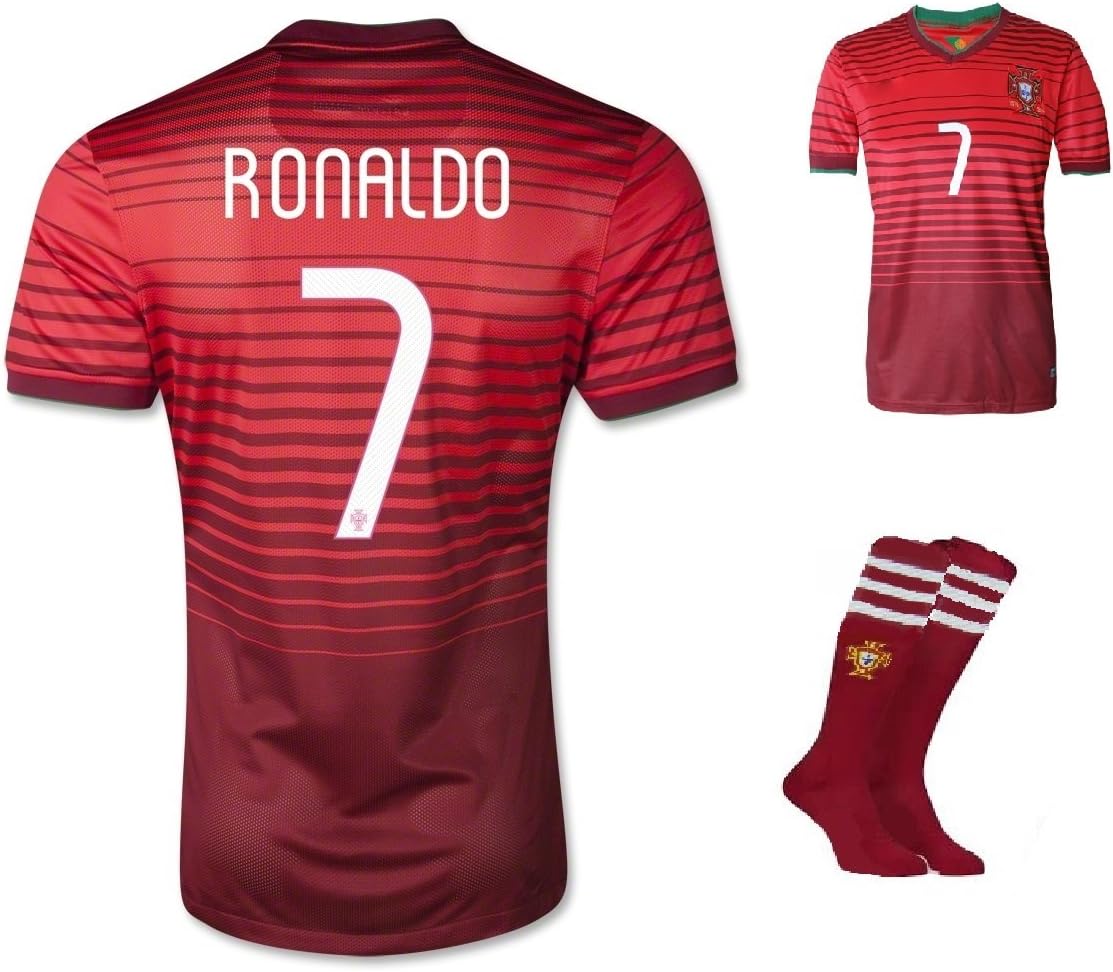 #7 Ronaldo Portugal National Kid's Home Jersey (Youth L (for age 10-12))
