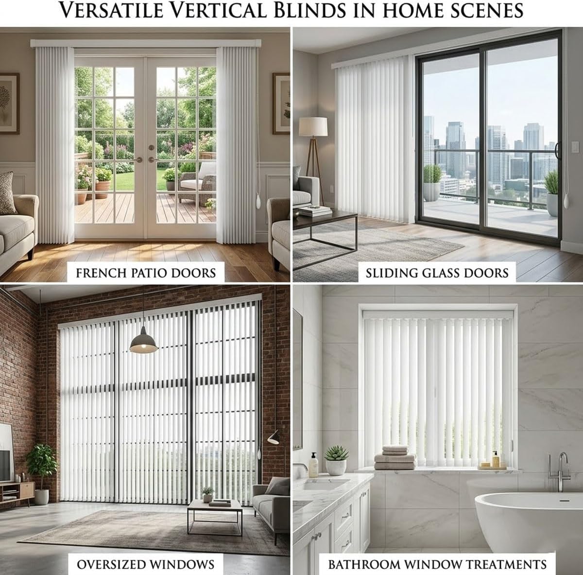 Vertical Blinds & Shades for Sliding Glass Door Blinds, Blackout Adjustable Panel Track Window Shades & Room Divider for Patio & French Doors, Privacy Indoor Slat Blinds(40" W x 112" H)
