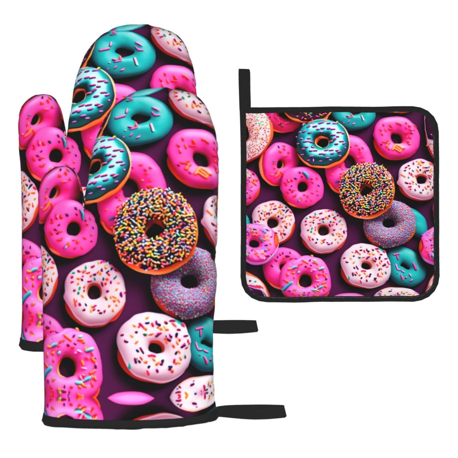 Donut Christmas Oven Mitts,Cute Cooking Glove,Heat Resistant,Oven Mitts Gift for Mom,Housewarming