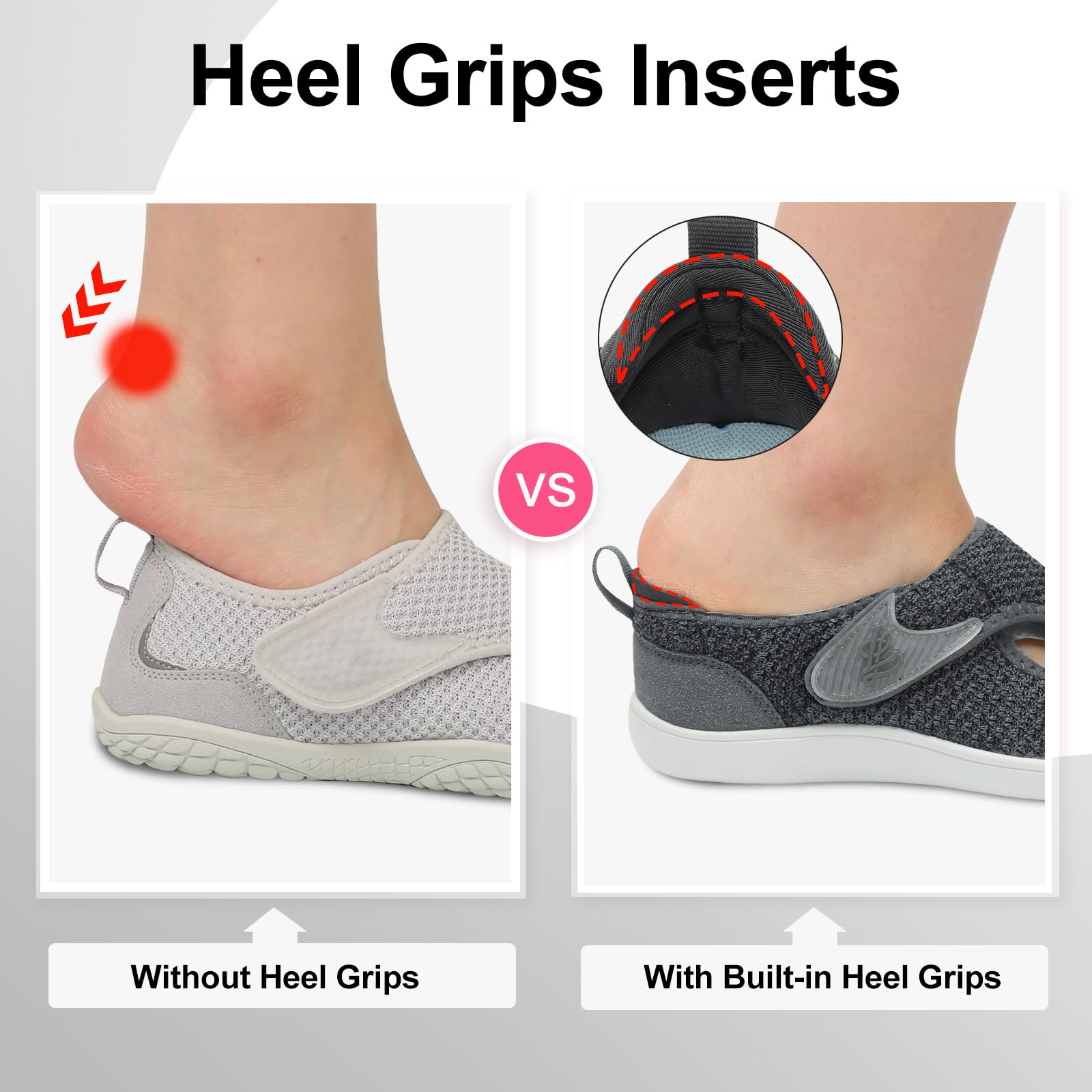 LeIsfIt Womens Wide Diabetic Shoes Adjustable Barefoot Walking Shoes Breathable Zero Drop Sneakers for Wide Width Arthritis Edema Feet