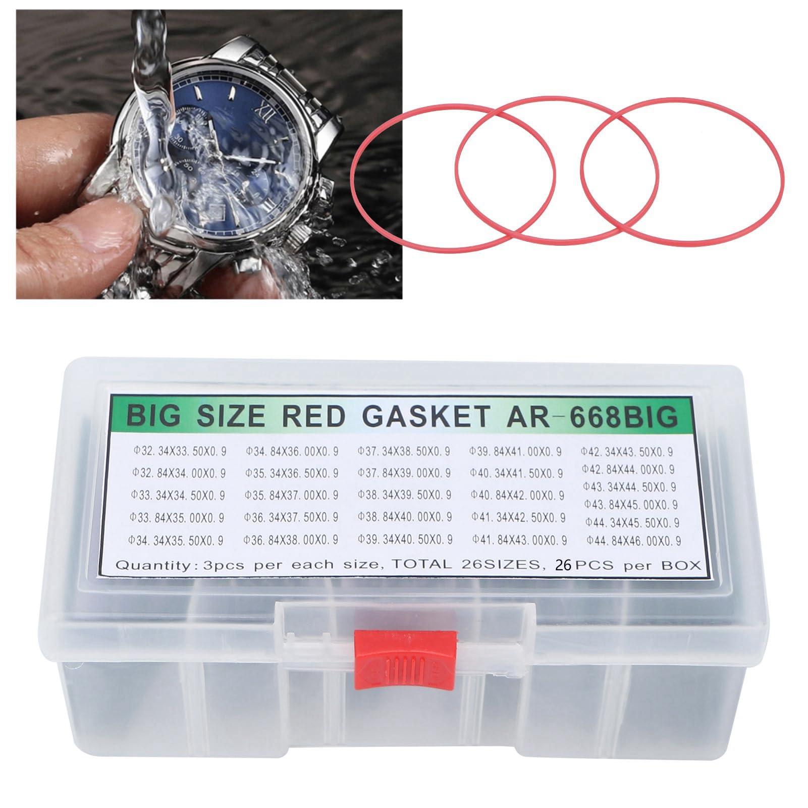 Set Guarnizioni O Ring per Orologio, Assortimento di Gomma da 78 Pezzi in Varie Dimensioni per Sigillare la Cover Posteriore, Strumento Professionale di Riparazione e