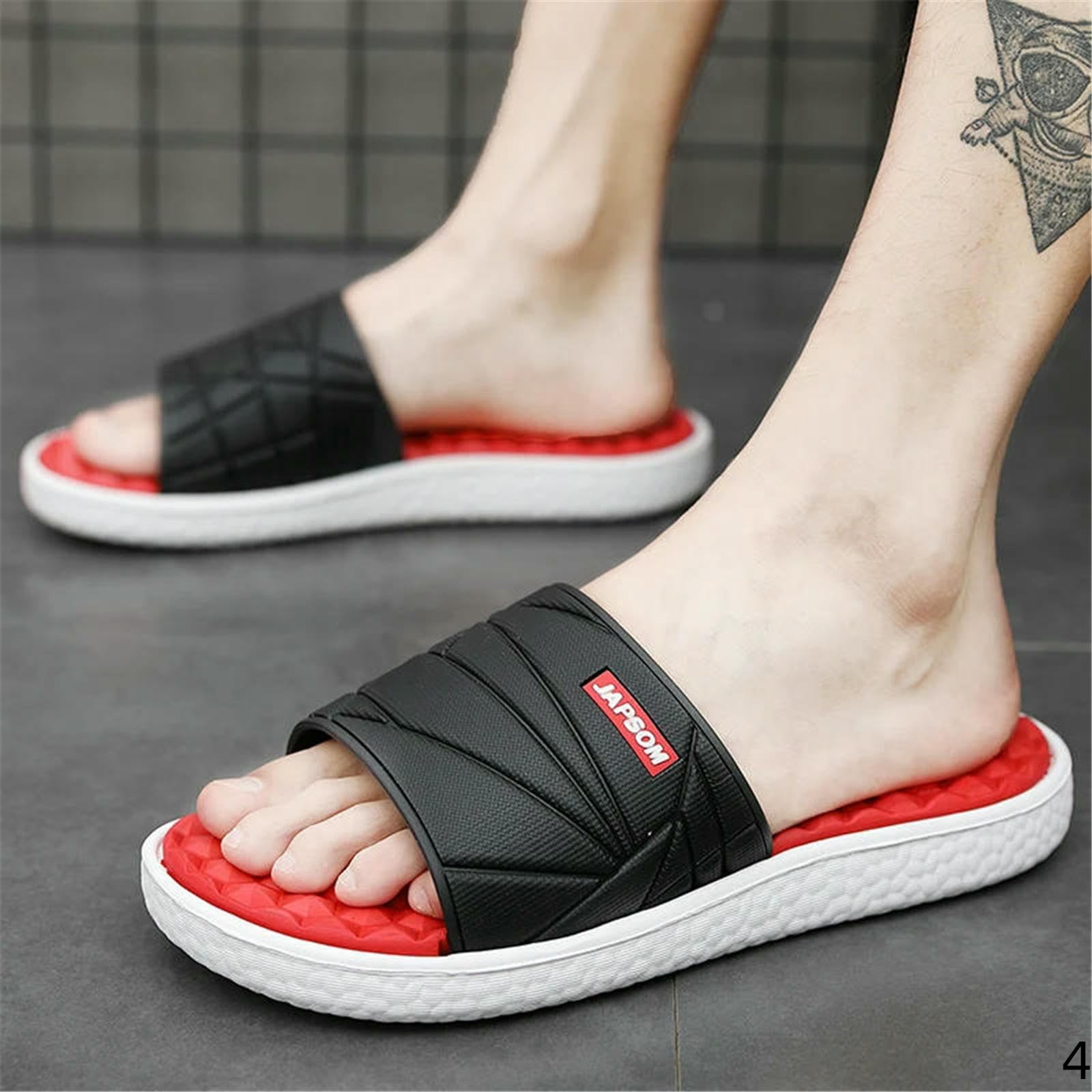 Ciabatte Uomo Estate Pantofole Home Indoor Slides Sleepers Camera della Casa-nerobianco-7