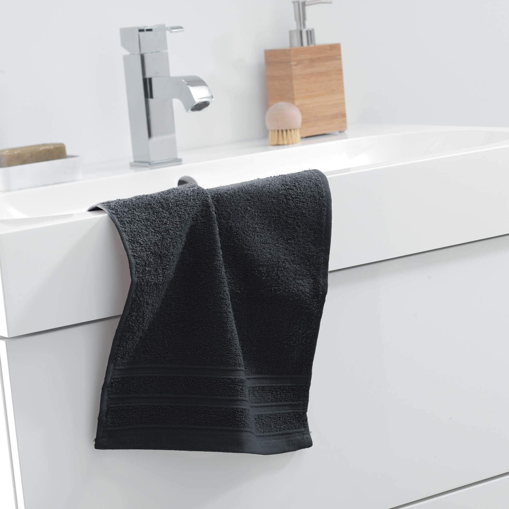 DOUCEUR D'INTERIEUR Guest Towel 30X50 Plain Color VITAMINE, Noir Black
