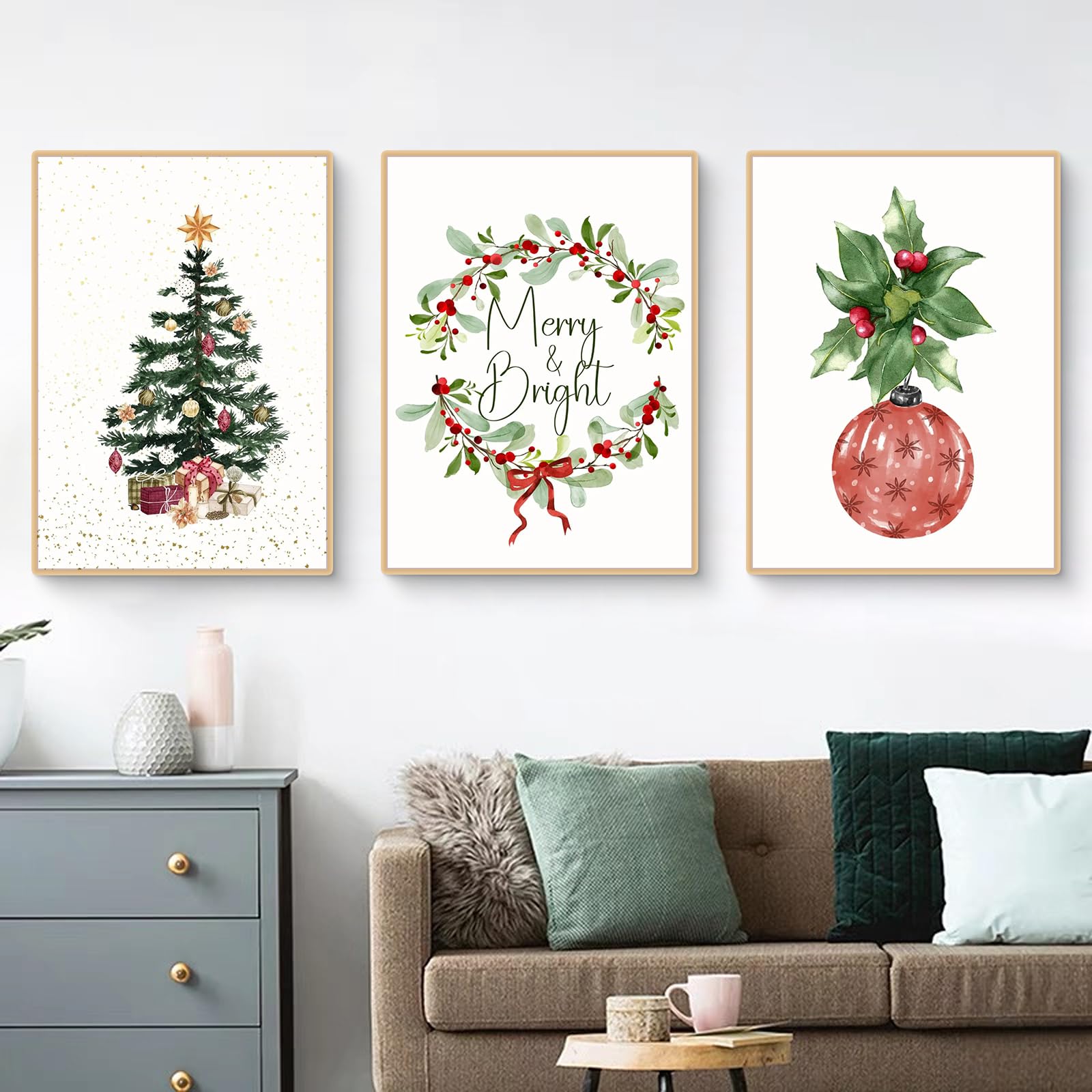 TwoDays Weihnachts-Wandkunst Set – 12 Drucke, Retro Design, Verschiedene Größen Bis 20,3x25,4 Cm