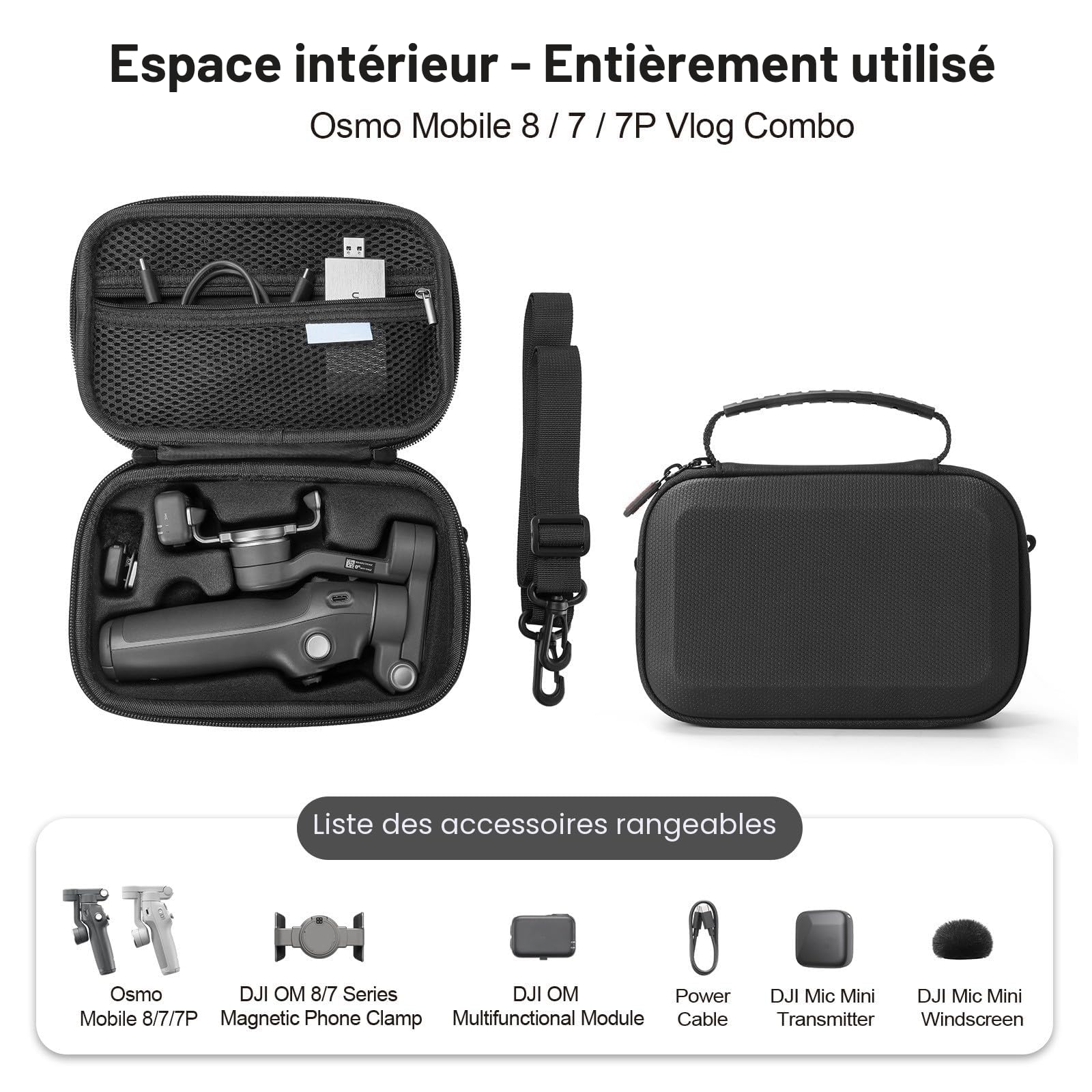 DJI Osmo Mobile 8/7P Sac de Rangement Portable Compact pour Vlog Combo Accessoires