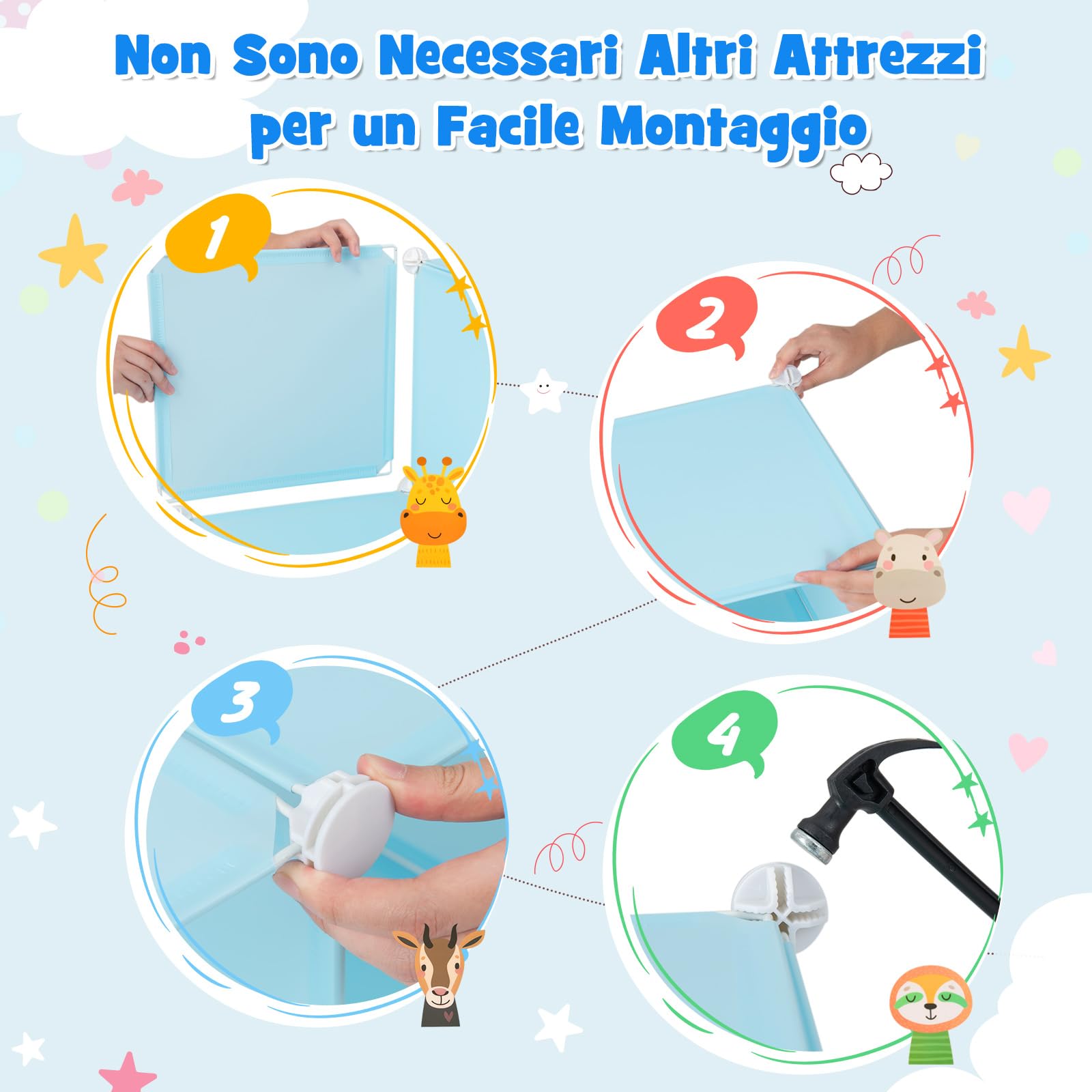 COSTWAY Guardaroba Portatile per Bambini, Armadio Portatile con 12 Cubi, Organizzatore Modulari per Camera dei Bambini Soggiorno, 109 x 35 x 145 cm (Blu)