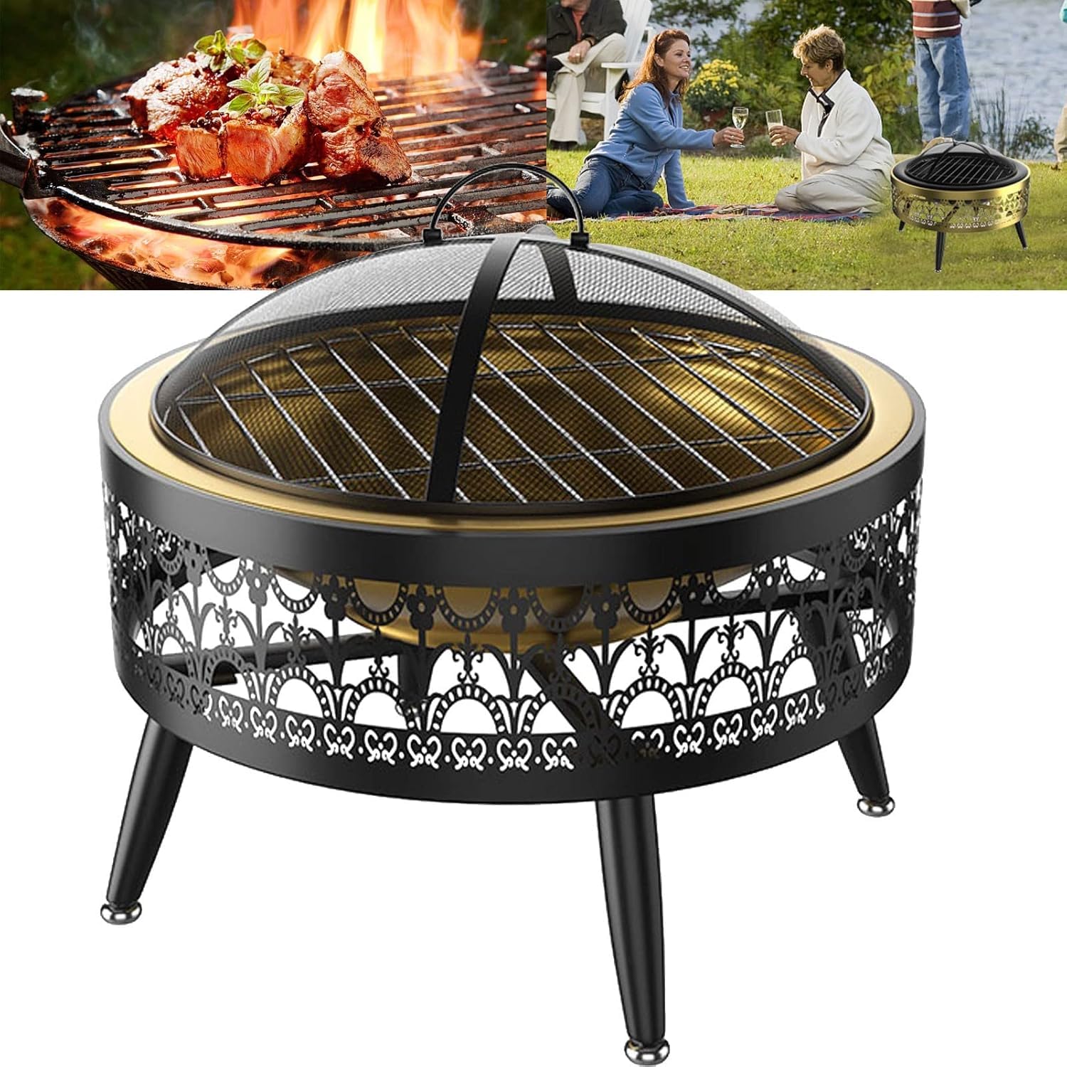 Zewnętrzny palenisko, wewnętrzny grill na węgiel drzewny, wielofunkcyjna miska ogniskowa z siatką chroniącą przed iskrami, żelazny wspornik i umywalka, opcje ze stali nierdzewnej