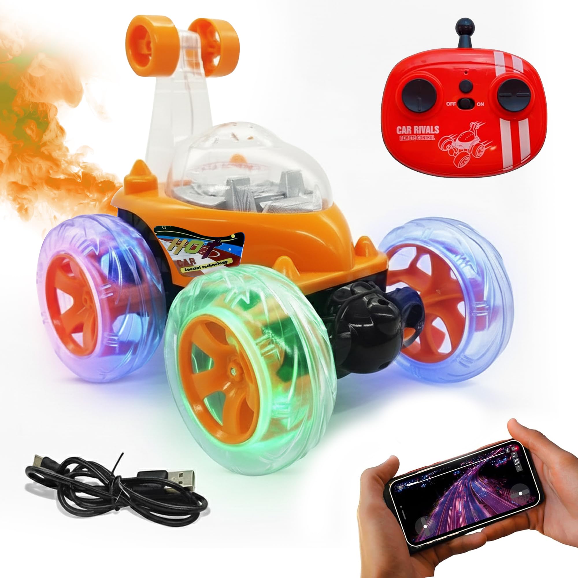 Red Stunt Car - Remote Control & 360° Spins -15