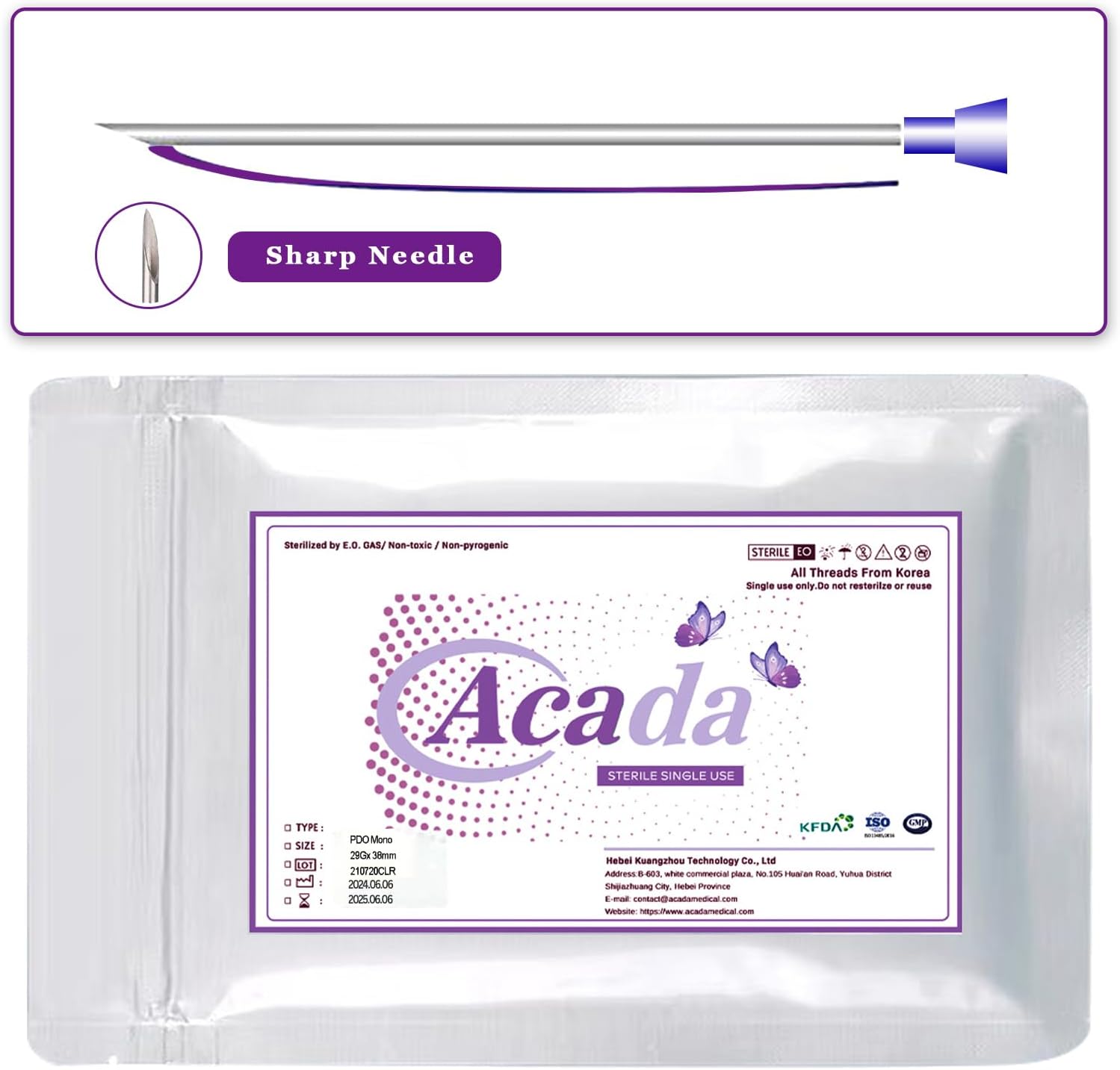 PHYMAT Acada Pdo Threads, Mono Threads 29G38mm, Threads for Face, Pdo Smooth Threads for Face, Thread Lift, Production of Collagen 20Pcs