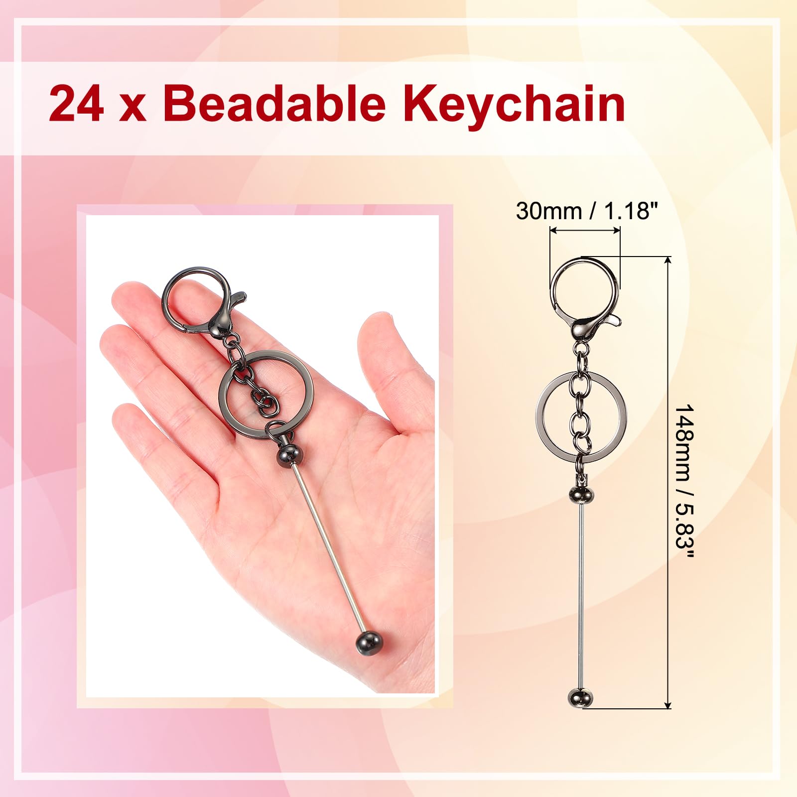 PATIKIL 24 Pcs Beadable Keychains Bars - Image 2
