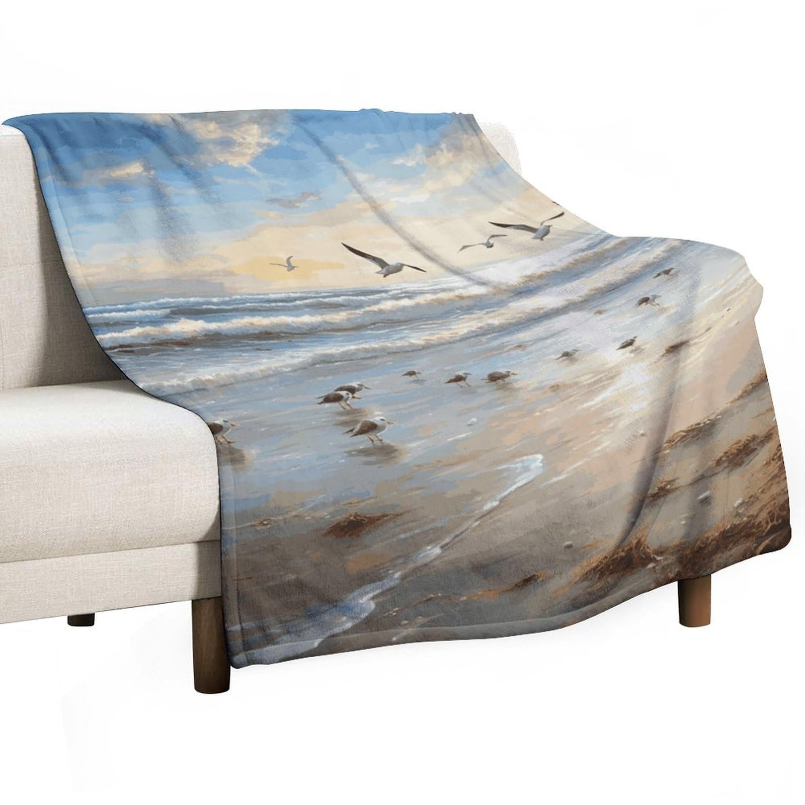 Couverture polaire haut de gamme plaid lit 127x152 cm oiseaux de mer