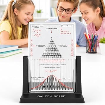 TsoLay Galton Board Probability Model, 6-Inch Bell Curve Demonstrator with 3000 Steel Beads, Normal Distribution and Randomness Learning Kit for Statistics, Math, Classroom, Desk Decor