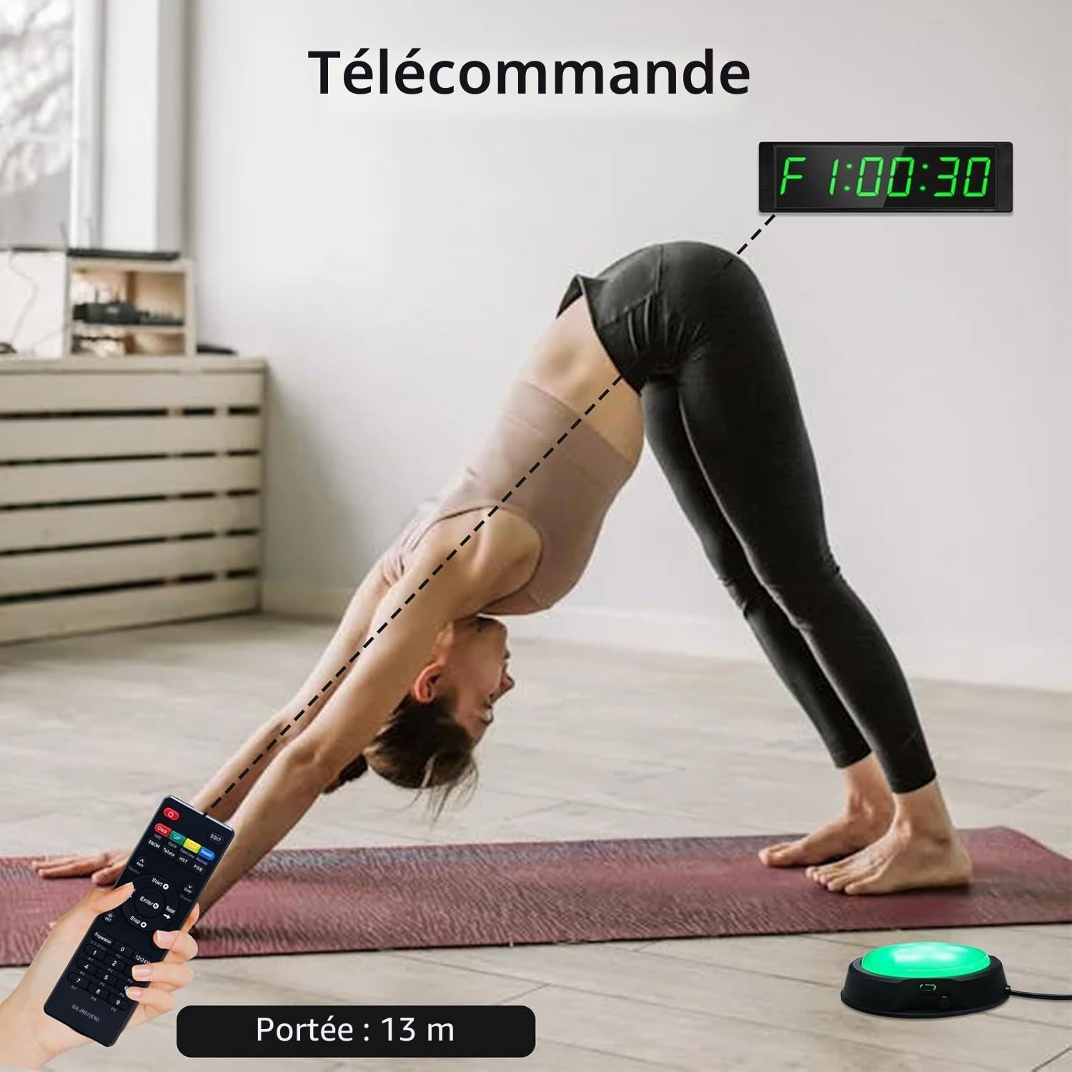 Minuteur de Gym avec Bouton marchen/arrat Chronometer pour entraînement, Sport, Maison