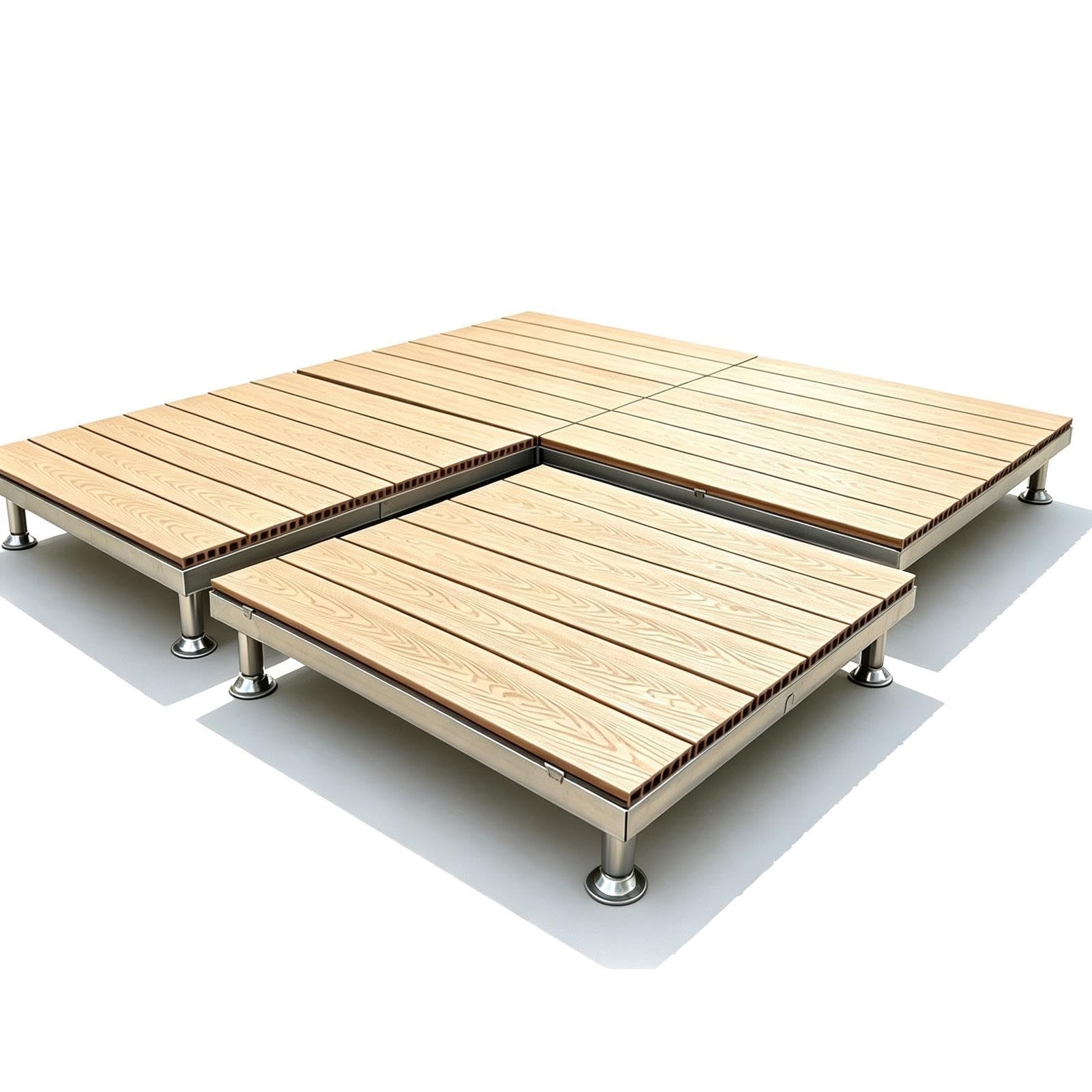 WPC Plataforma Elevada Modular de 4 Piezas, Baldosas de Cubierta Enclavable