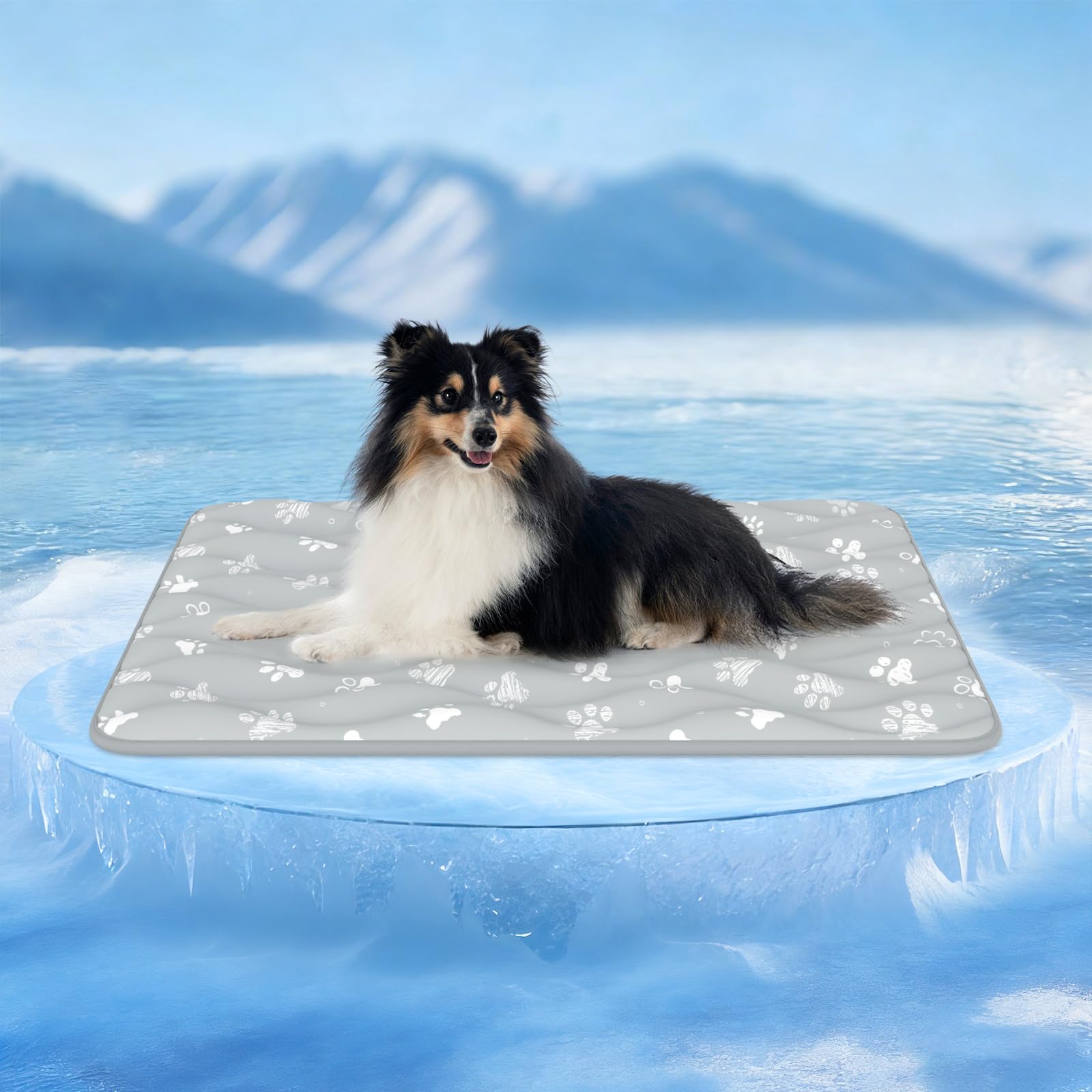 Rywell 犬 猫 ひんやりマット 【Arc-chill冷感技術×吸湿速乾】ペット用冷却マット 犬 猫 中型犬 冷感マット 夏用 接触冷感 クールマット ベッド用 滑り止め 洗える 通気性 90×70cm グレー