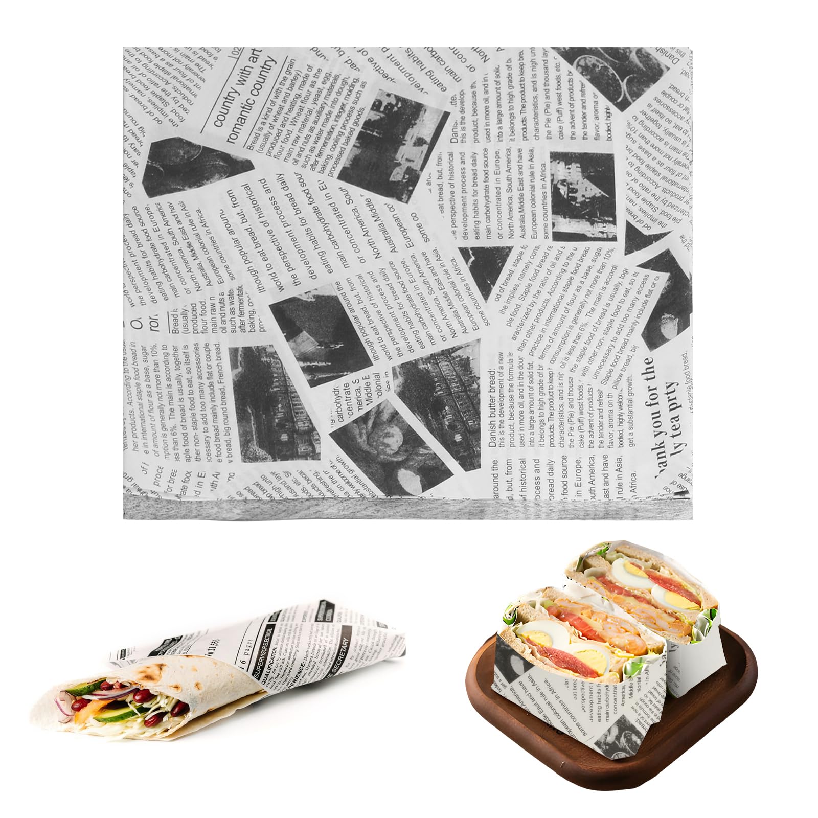200 fogli di carta oleata (25 x 25 cm) – Involucri antiaderenti per hamburger, pane, pesce e patatine, panini e confezioni alimentari (200 pezzi) (bianco-200)