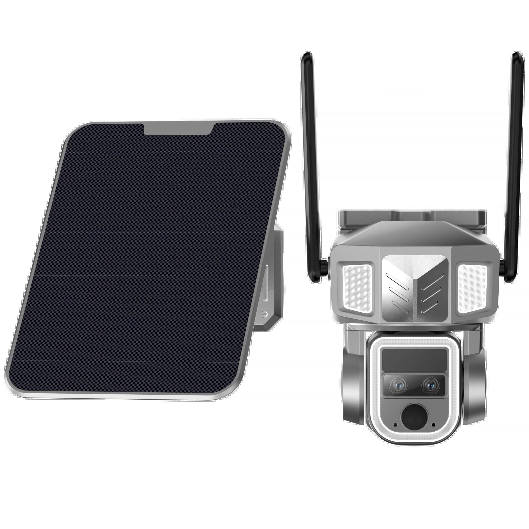 Telecamera di Sorveglianza, Telecamera panoramica 4G con doppio obiettivo Zoom 20X 2K 4MP esterna di sicurezza domestica IP alimentata a batteria solare