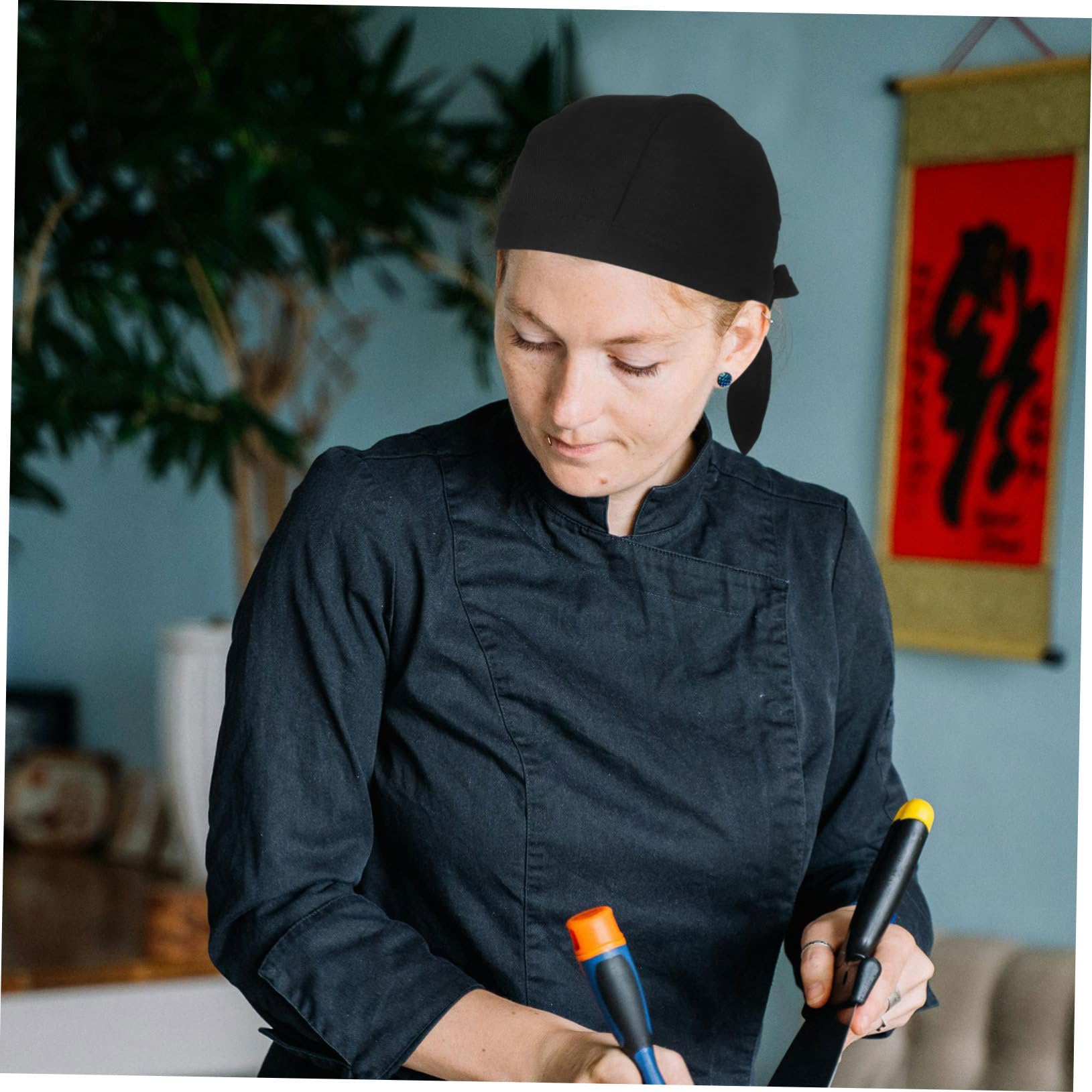 Beavorty Gorros De Chef De Algodón Unisex, Cómodo y Ligero, 6 Unidades, Color Negro, para Restaurantes, Panaderías y Barbacoas, Diseño Clásico y Duradero