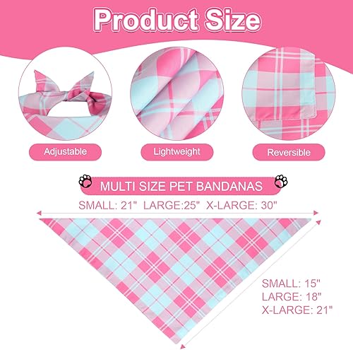 Miniatura 2 de Bandana rosa para perro niña, 2 unidades, bufanda de primavera de verano, pañuelo reversible triangular duradero para cachorros y mascotas