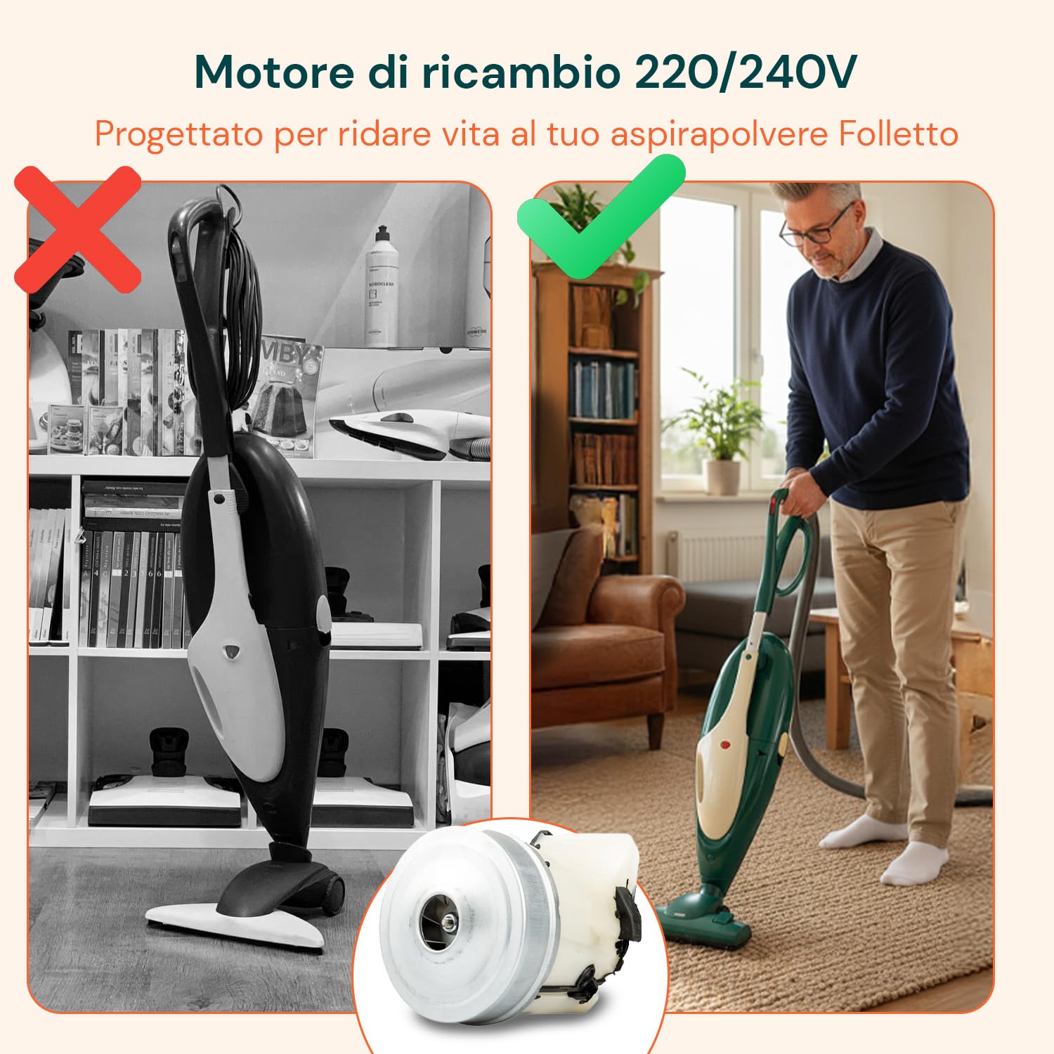 Avilia - Motore Folletto VK135 900W 220/240V Alta Qualità per Ricambio Aspirapolvere, Facile Installazione e Prestazioni Potenti e Durature