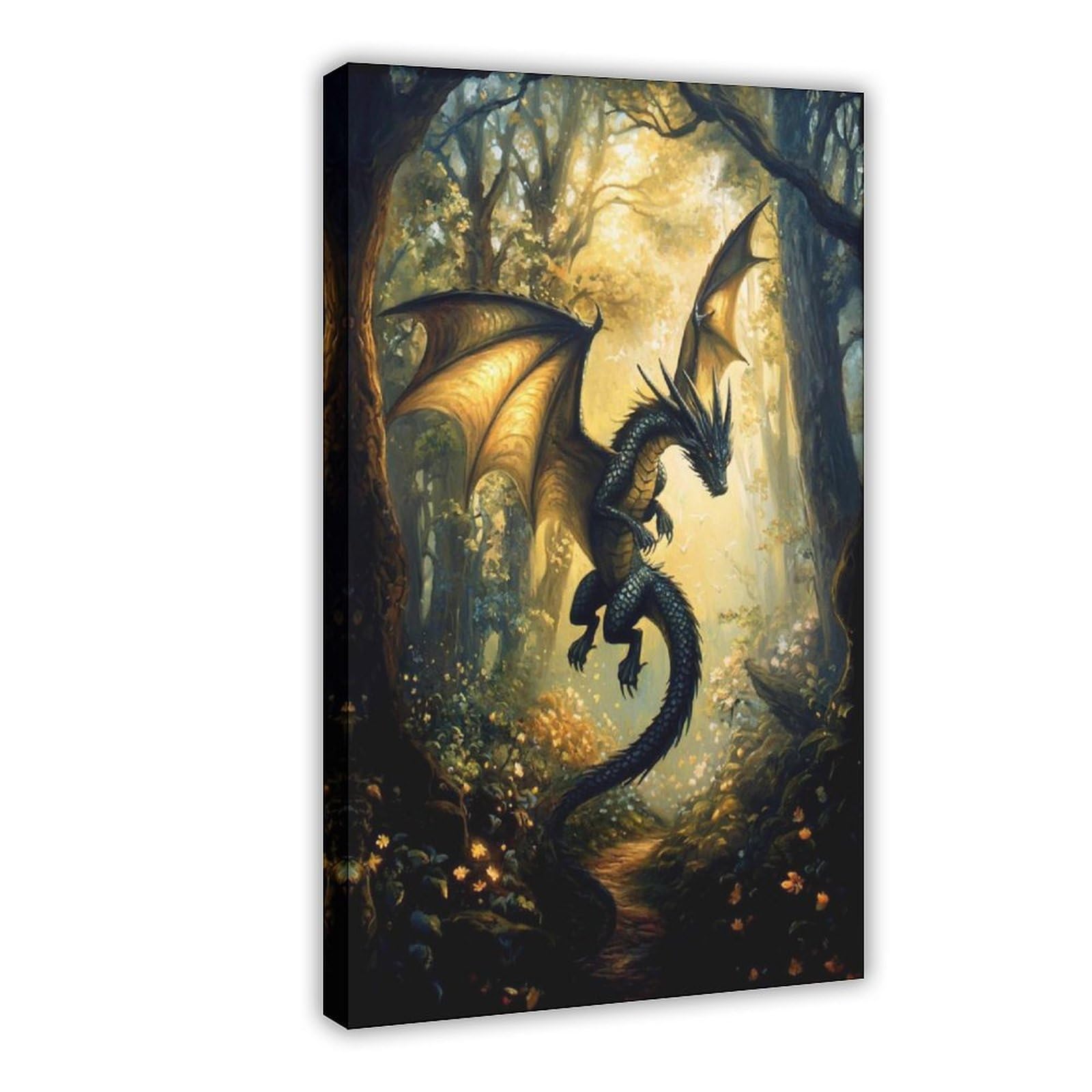 Bareronor Forest Dragon Poster Canvas Poster Bedroom Decor Landscape Office Room Decor Gift 20" L X 30" W