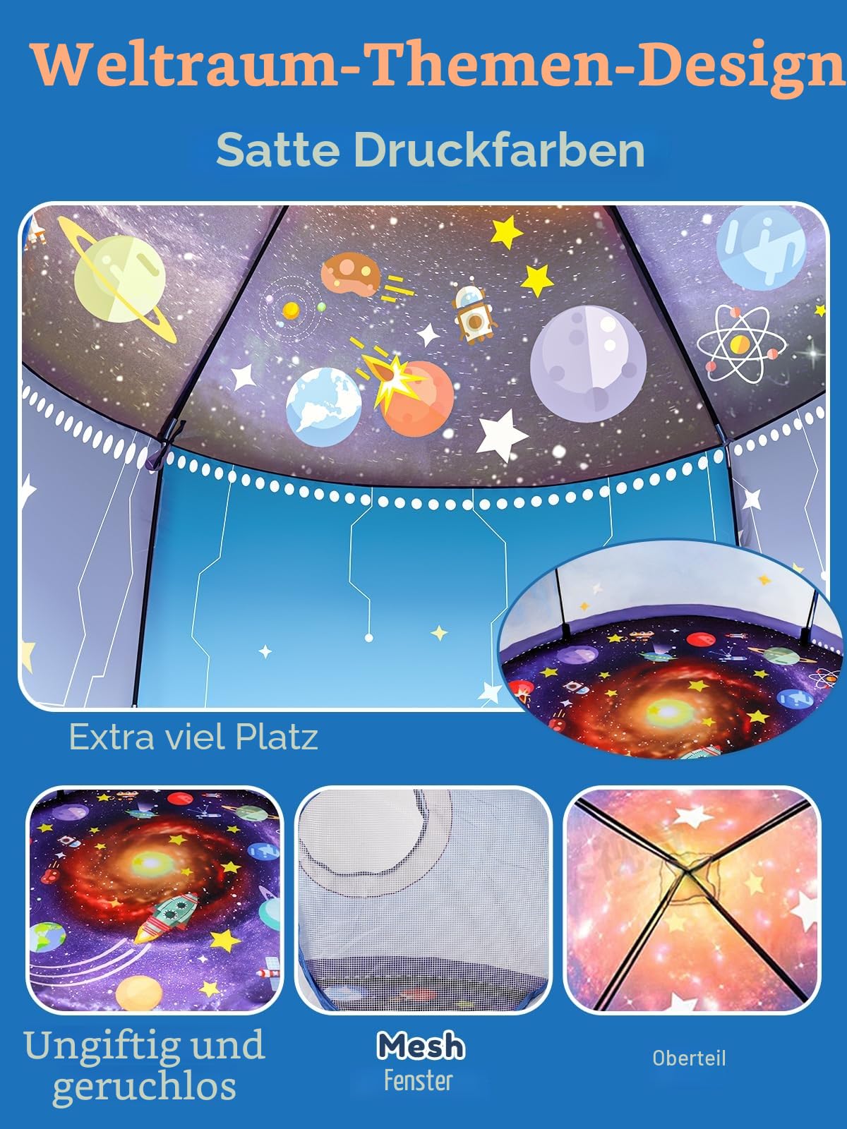 Zelt Für Kinder Spielzelt Raketenspielzelt Spielhaus Kleinkinder Jungen Zelt drinnen draußen großes Raumschiff Astronauten Pop-up tragbares Heimkostümparty Geburtstagsgeschenk