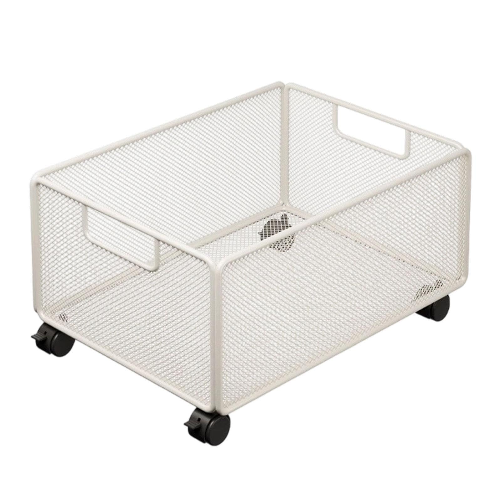 Carro de Almacenamiento Bajo Escritorio Organizador de Archivos con Ruedas Hierro Rejilla Móvil para Libros y Útiles Adecuado para Dormitorio Baño, 48 X 30 X 23 Cm