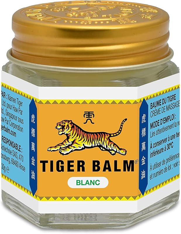 Tiger Balm - BAUME DU TIGRE Blanc - Baume à effet froid - Parfum mentholé - Pour sportifs, après l'e