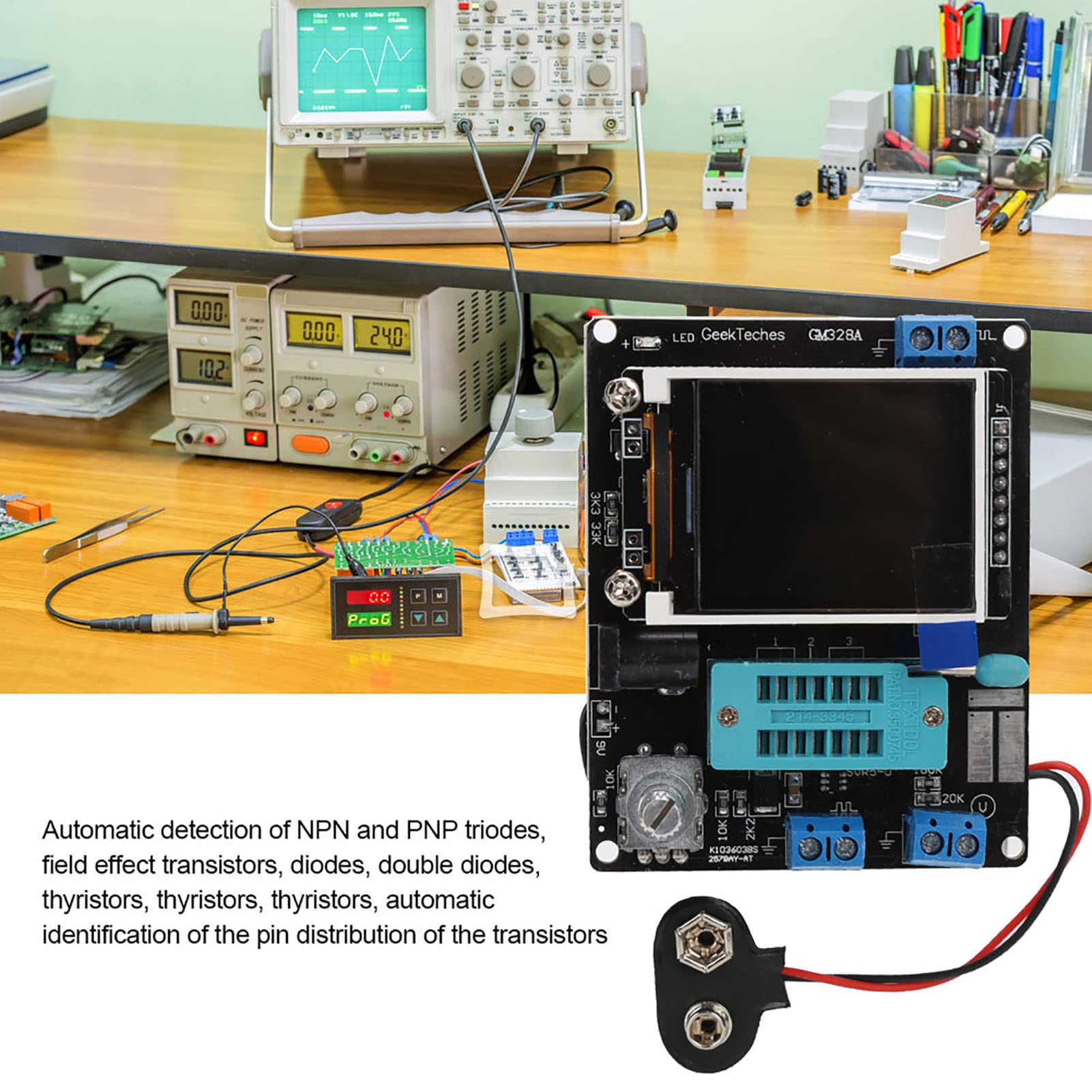 8 Transistor Tester,Diode Triode Tester 8 Finished Small Screen Transistor Tester Frequency Voltage Measurement PWM Generator for Diode Triode Testing